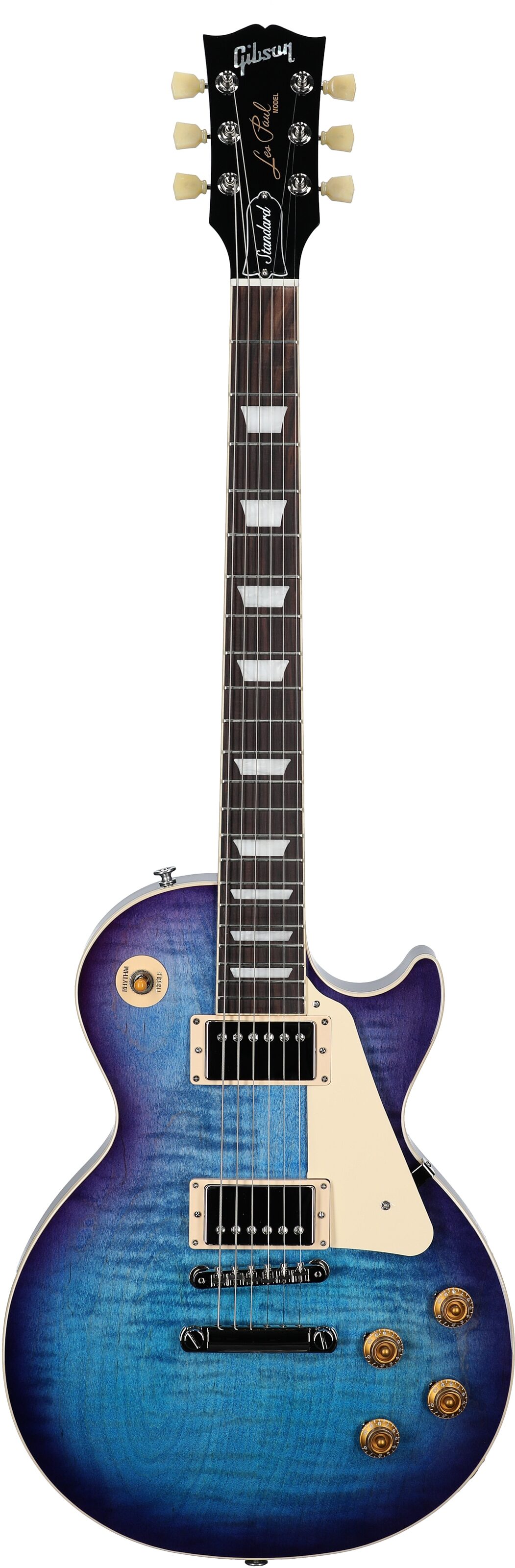 Gibson Les Paul Standard 50s Custom Color Electric Guitar, Figured Top (with Case), Blueberry Burst, Serial Number 224430193, Full Straight Front