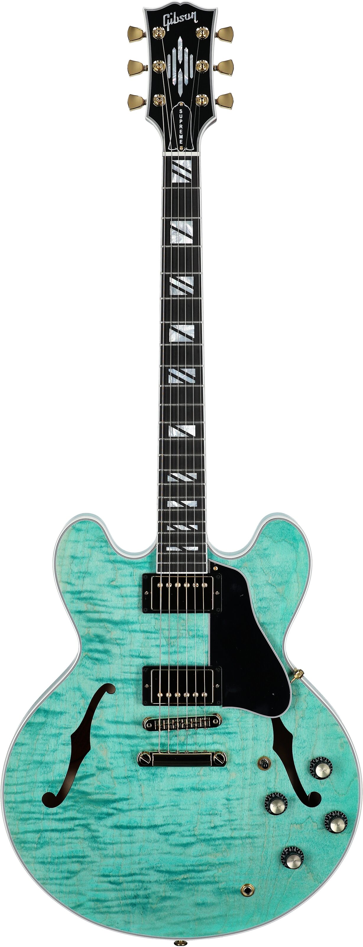 Gibson ES-335 Supreme Figured Top Electric Guitar (with Case), Seafoam Green, Serial Number 222140079, Full Straight Front