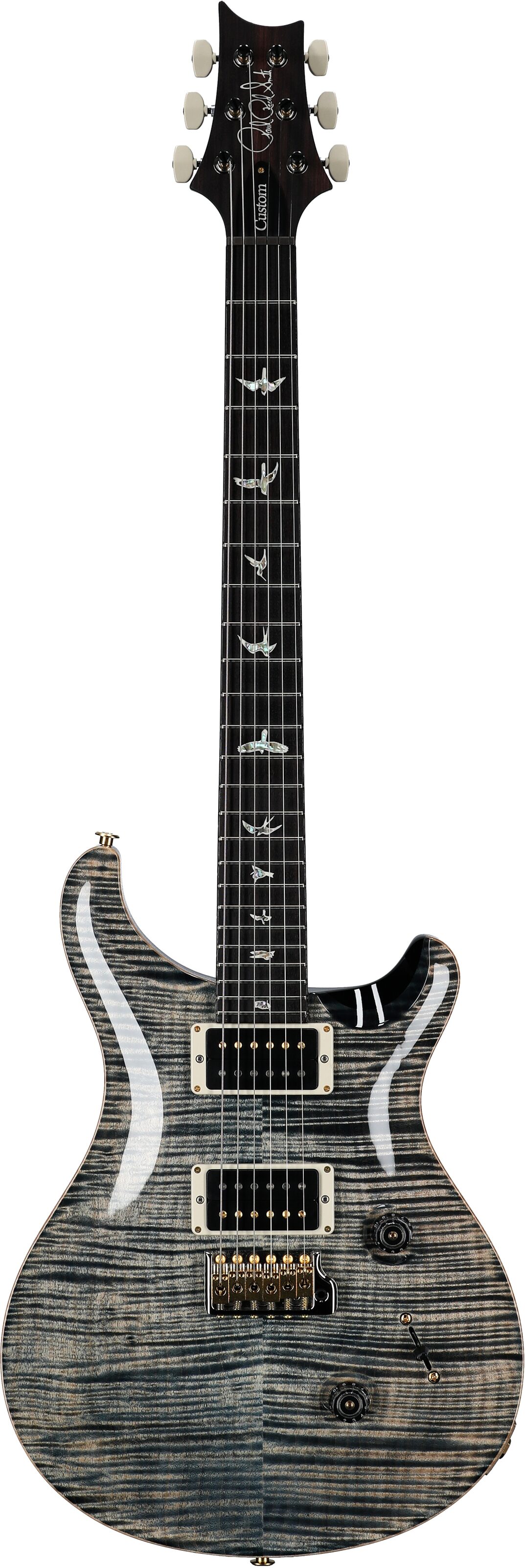 PRS Paul Reed Smith Custom 24 Pattern Thin 10-Top Electric Guitar (with Case), Faded Whale Blue, Serial Number 0387152, Full Straight Front