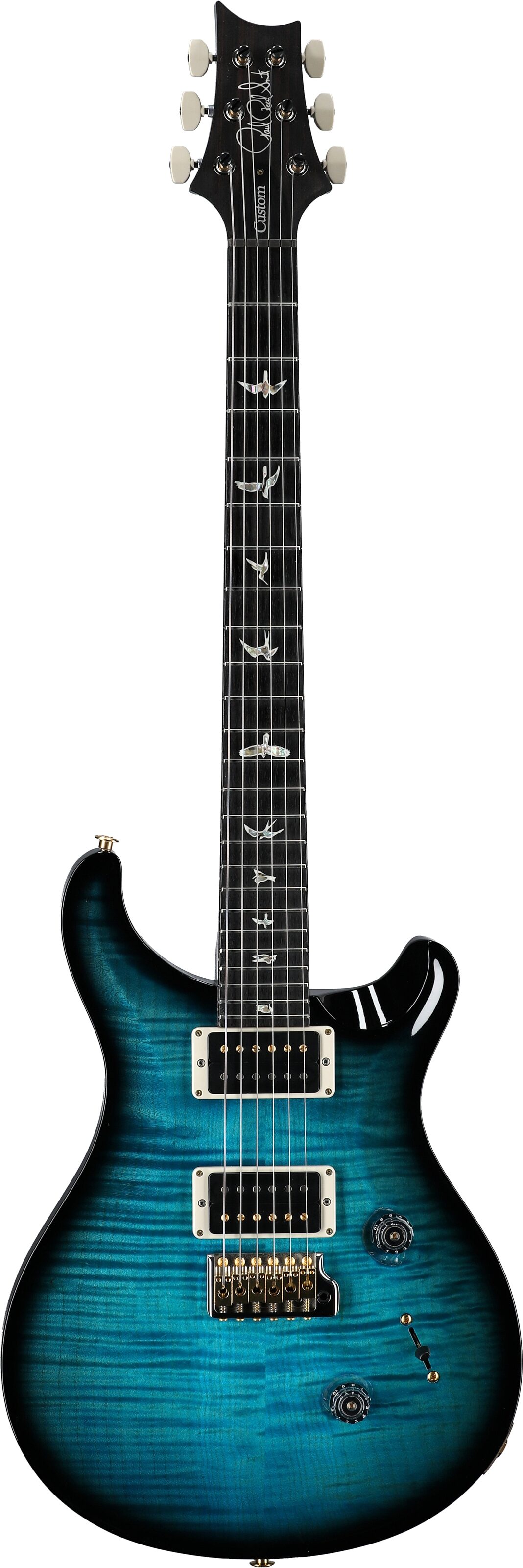 PRS Paul Reed Smith Custom 24 Pattern Thin 10-Top Electric Guitar (with Case), Carroll Blue Wraparound Smoke, Serial Number 0391362, Full Straight Front