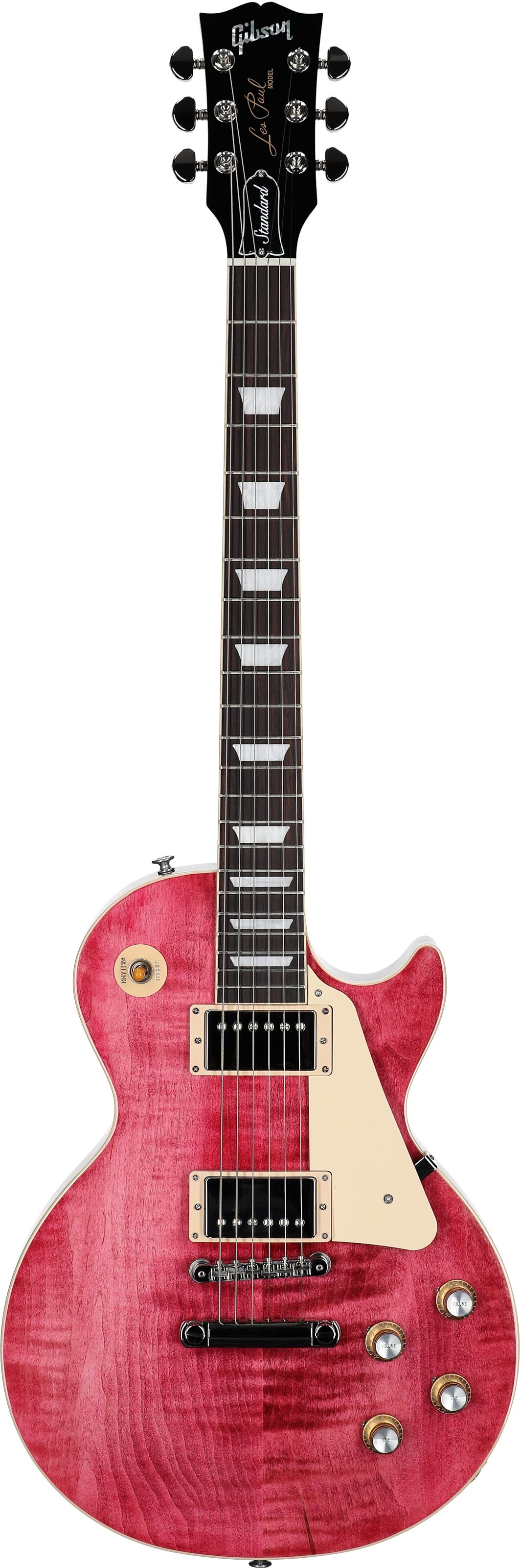 Gibson Les Paul Standard 60s Custom Color Electric Guitar, Figured Top (with Case), Transparent Fuchsia, Serial Number 225530343, Full Straight Front