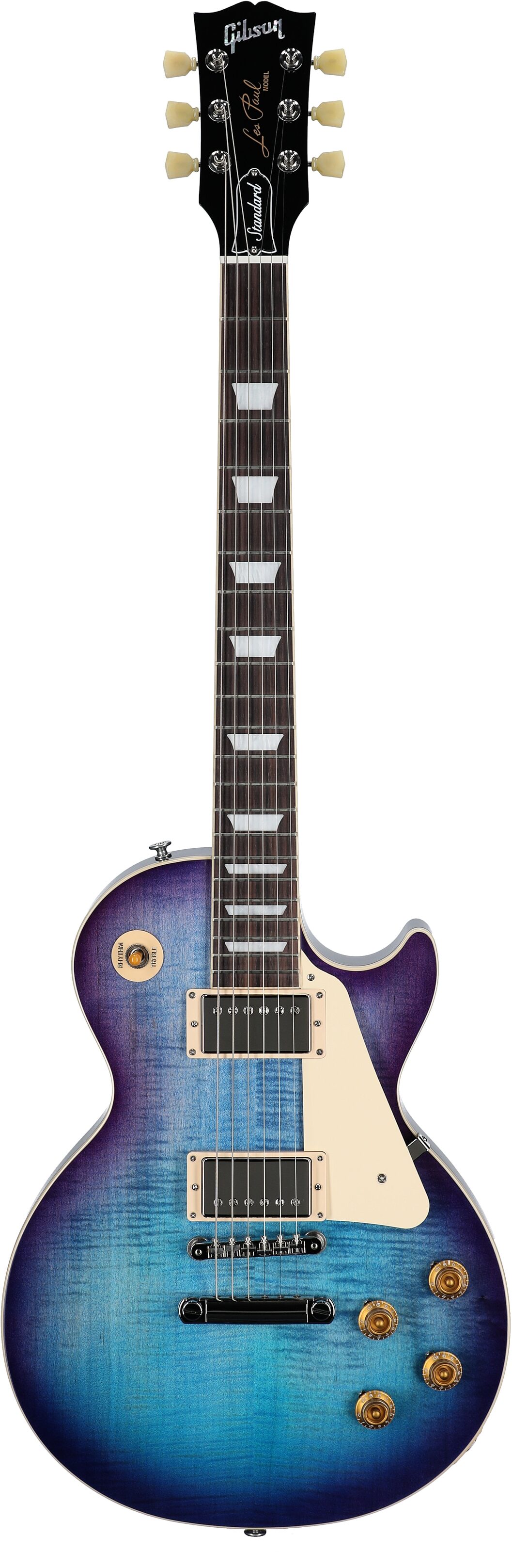 Gibson Les Paul Standard 50s Custom Color Electric Guitar, Figured Top (with Case), Blueberry Burst, Serial Number 224830310, Full Straight Front