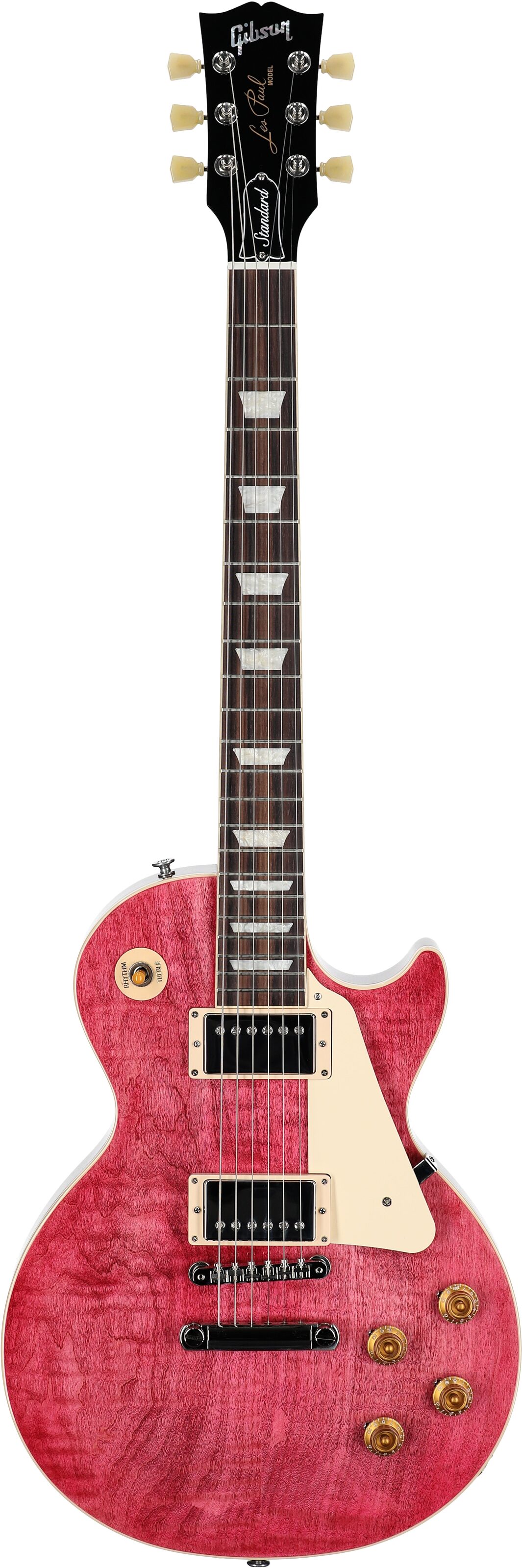 Gibson Les Paul Standard 50s Custom Color Electric Guitar, Figured Top (with Case), Transparent Fuchsia, Serial Number 227030200, Full Straight Front