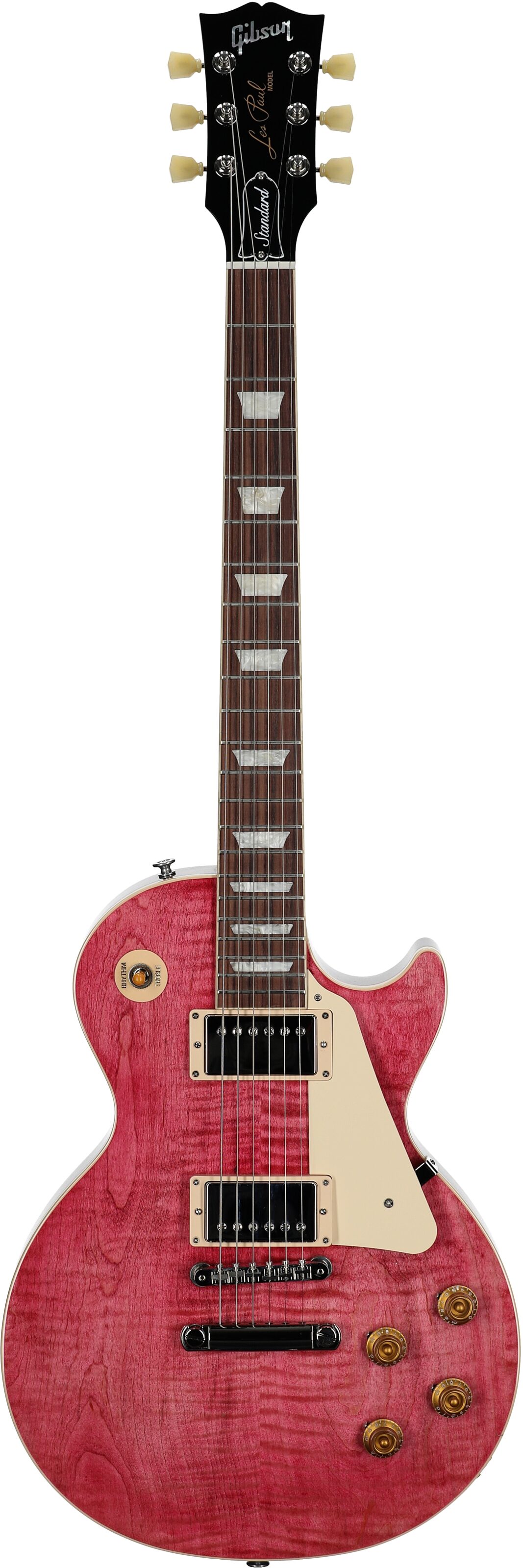 Gibson Les Paul Standard 50s Custom Color Electric Guitar, Figured Top (with Case), Transparent Fuchsia, Serial Number 227630331, Full Straight Front