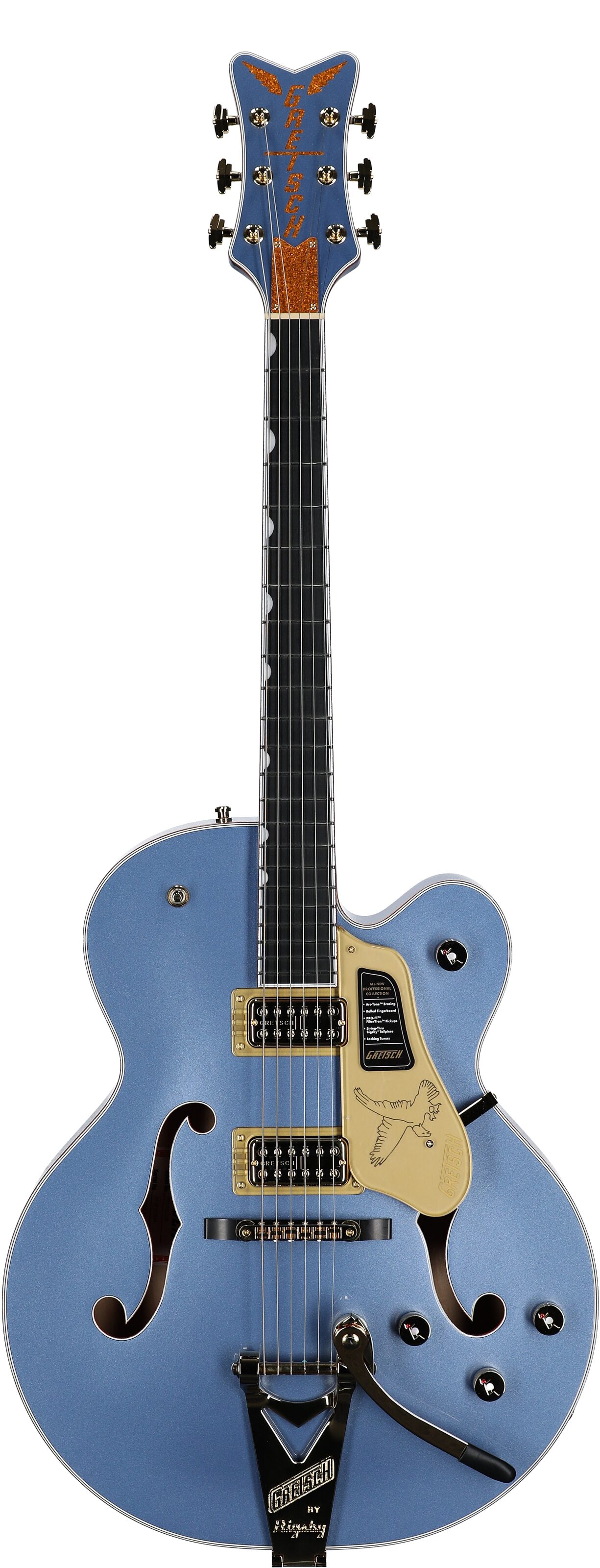Gretsch Pro Series Falcon Electric Guitar (with Case), Cerulean Smoke, Serial Number JT24103596, Full Straight Front