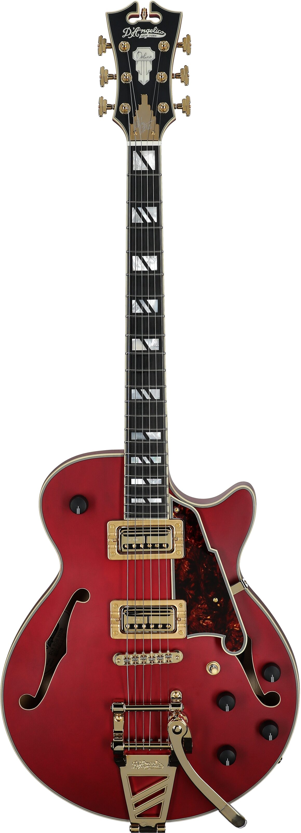 D'Angelico Deluxe Bobby Weir 3 Electric Guitar, Satin Transparent Wine, Serial Number W2401383, Full Straight Front