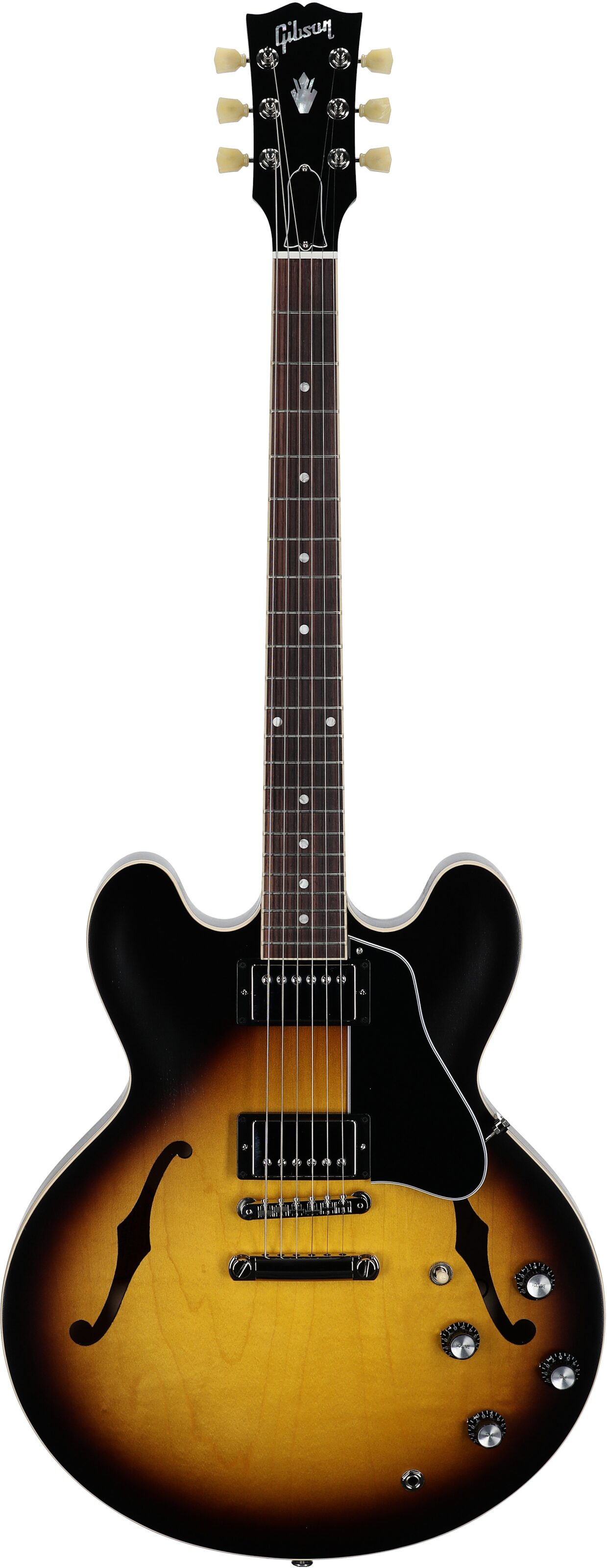 Gibson ES-335 Dot Satin Electric Guitar (with Case), Vintage Burst, Serial Number 202350358, Full Straight Front