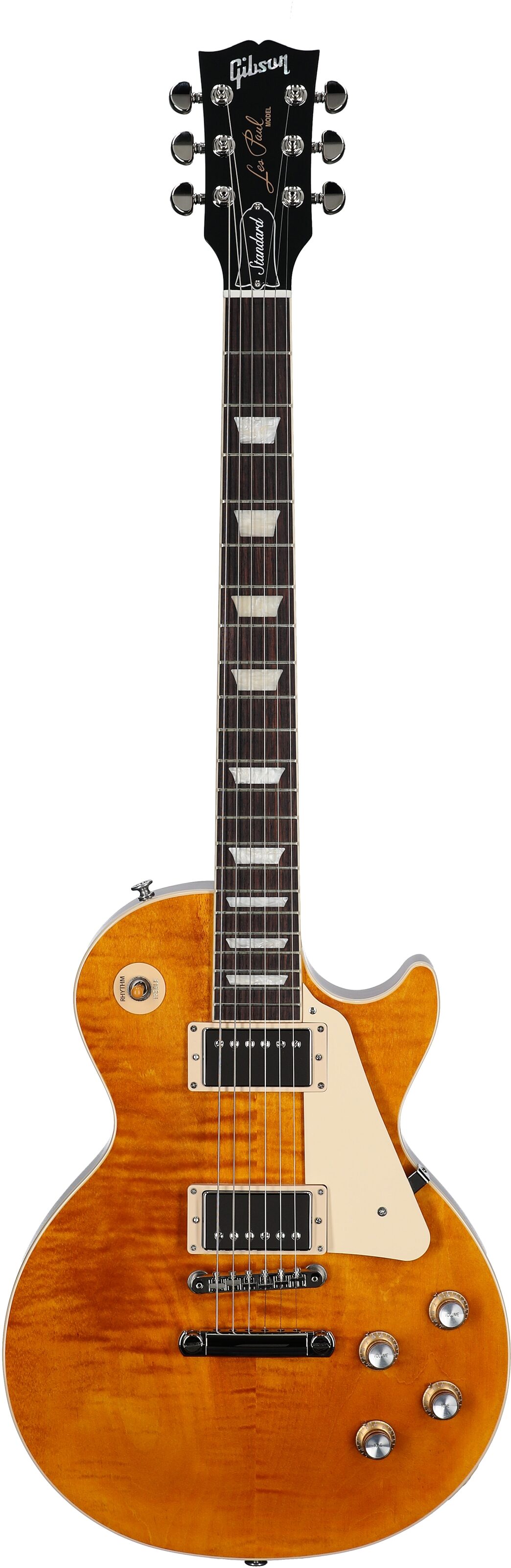 Gibson Les Paul Standard 60s Custom Color Electric Guitar, Figured Top (with Case), Honey Amber, Serial Number 203050234, Full Straight Front