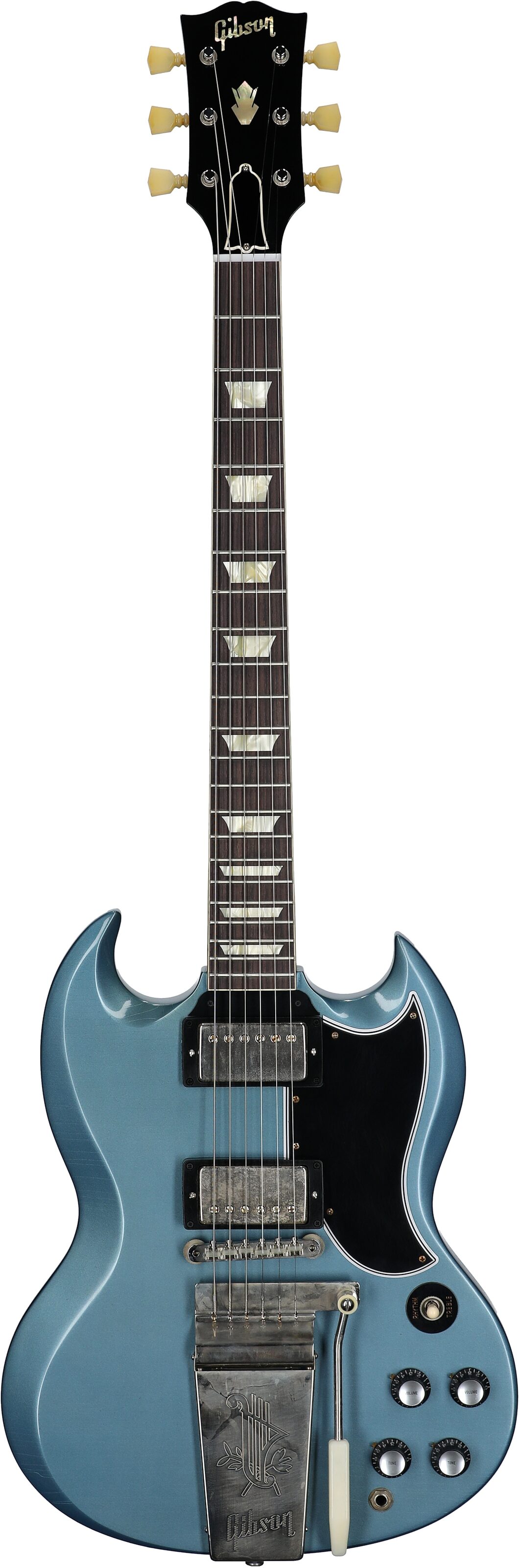 Gibson Custom 1964 SG Maestro Murphy Lab Ultra Light Age (with Case), Pelham Blue, Serial Number 501144, Full Straight Front