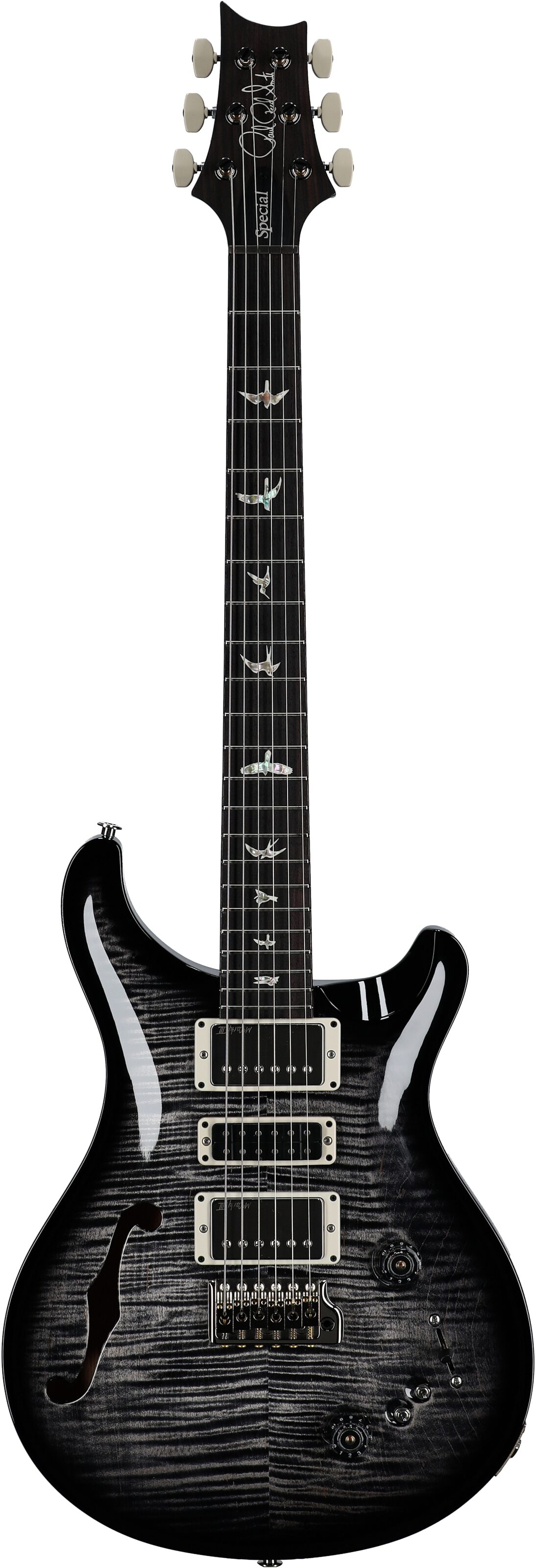 PRS Paul Reed Smith Special Semi-Hollowbody Electric Guitar (with Case), Charcoal Wraparound Smoke, Serial Number 0401994, Full Straight Front