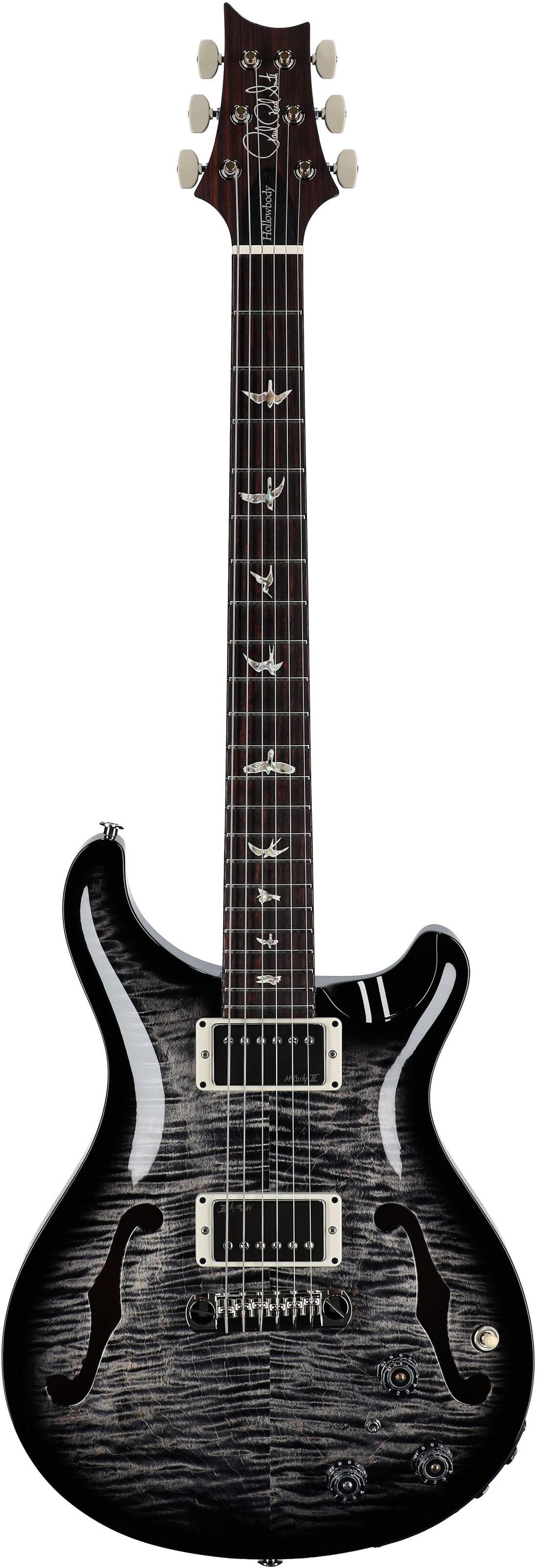 PRS Paul Reed Smith Hollowbody II Piezo Electric Guitar (with Case), Wraparound Smoke, Serial Number 0390897, Full Straight Front