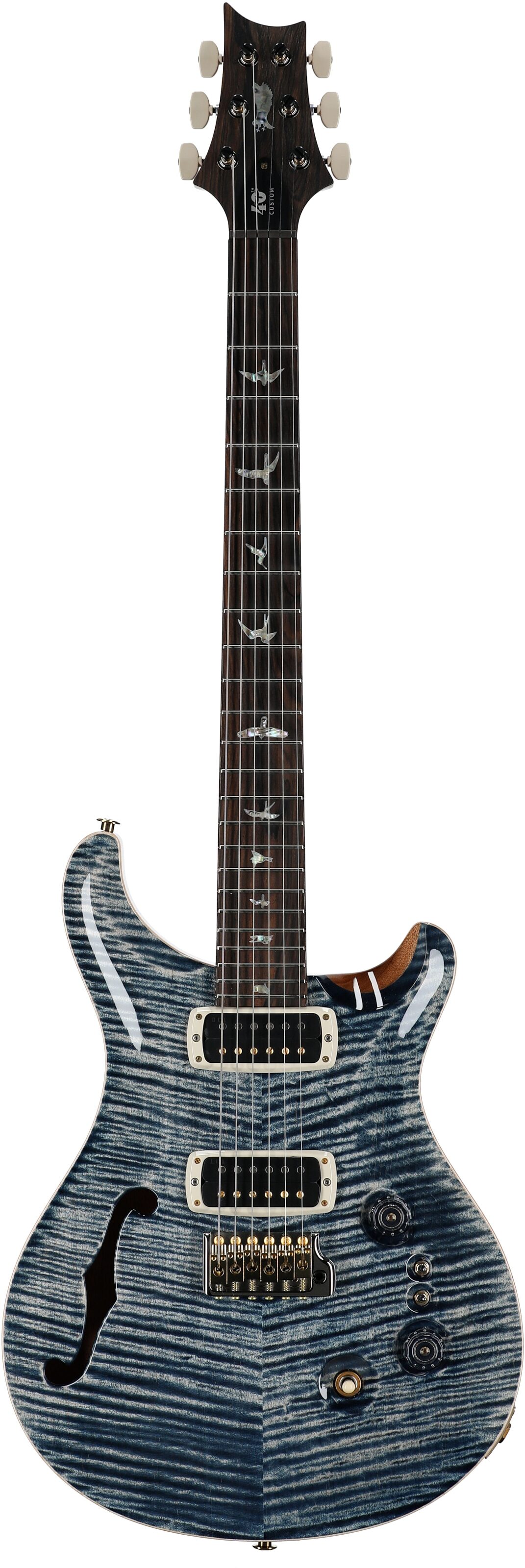 PRS Paul Reed Smith 40th Anniversary Custom 24-08 Semi-Hollow Limited Edition Electric Guitar, Faded Whale Blue, Serial Number 0402705, Full Straight Front