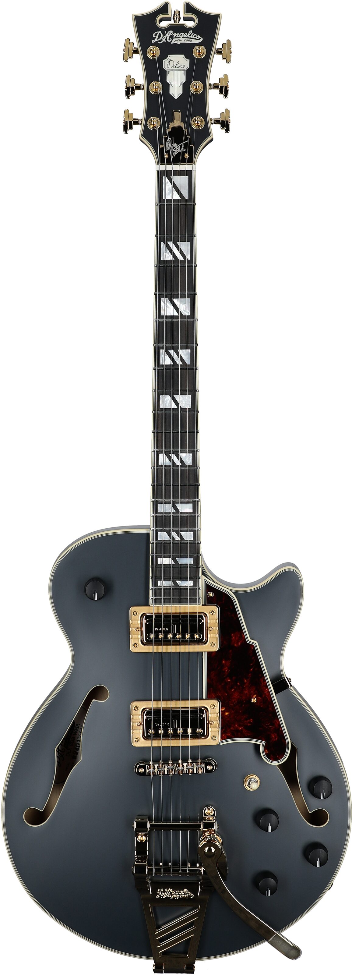 D'Angelico Deluxe Bobby Weir 3 Electric Guitar, Matte Stone, Serial Number W2401295, Full Straight Front