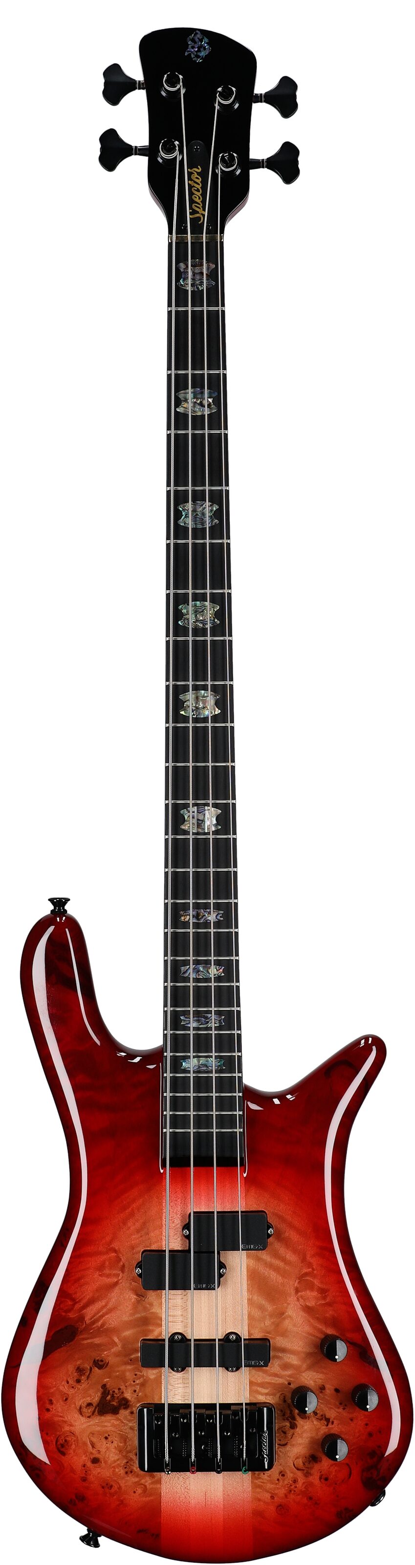 Spector Euro 4 Custom Electric Bass (with Gig Bag), Natural Red Burst Gloss, Serial Number NB22758, Full Straight Front