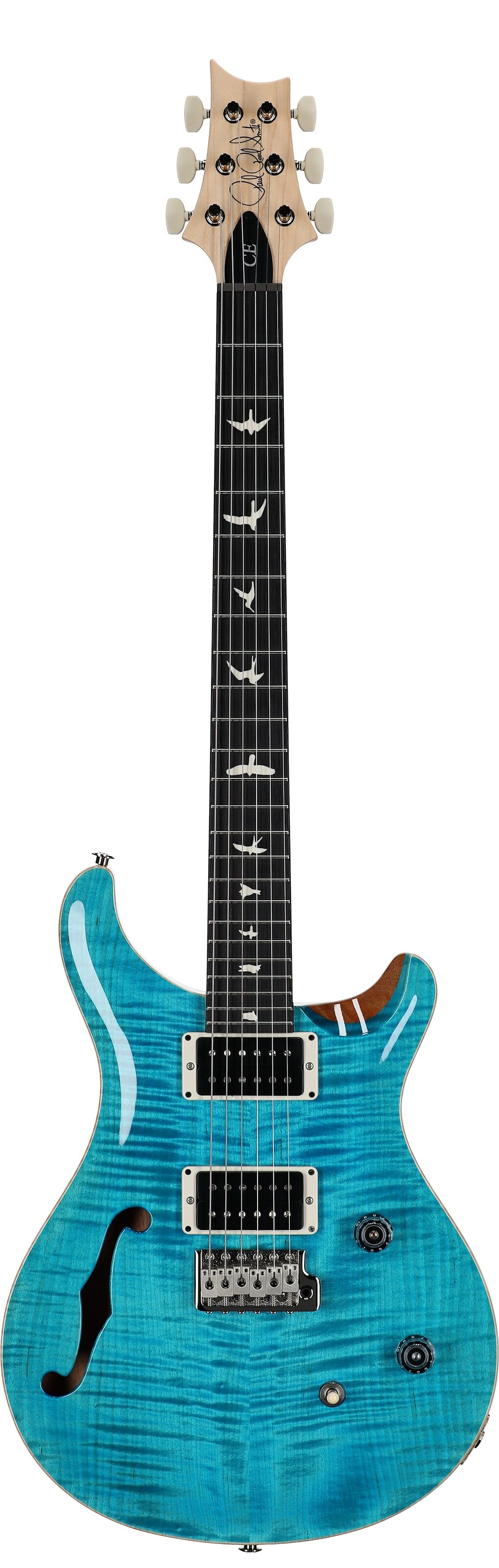 PRS Paul Reed Smith CE 24 Semi-Hollowbody Electric Guitar (with Gig Bag), Carroll Blue, Serial Number 0405636, Full Straight Front
