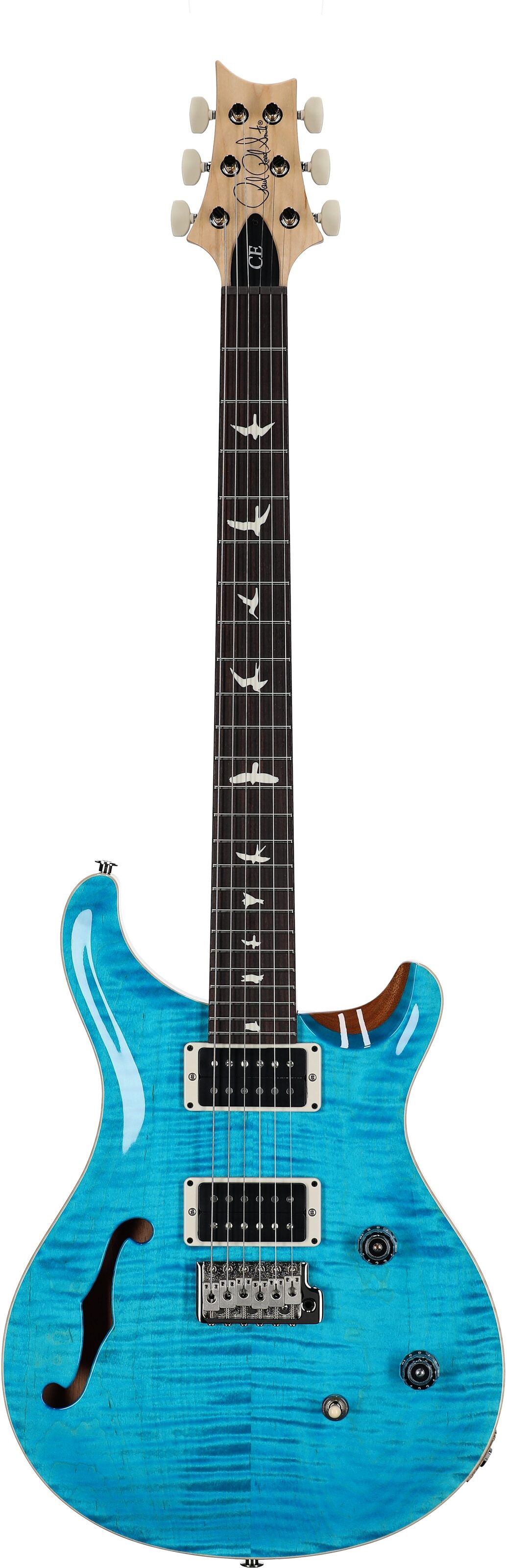 PRS Paul Reed Smith CE 24 Semi-Hollowbody Electric Guitar (with Gig Bag), Carroll Blue, Serial Number 0405342, Full Straight Front