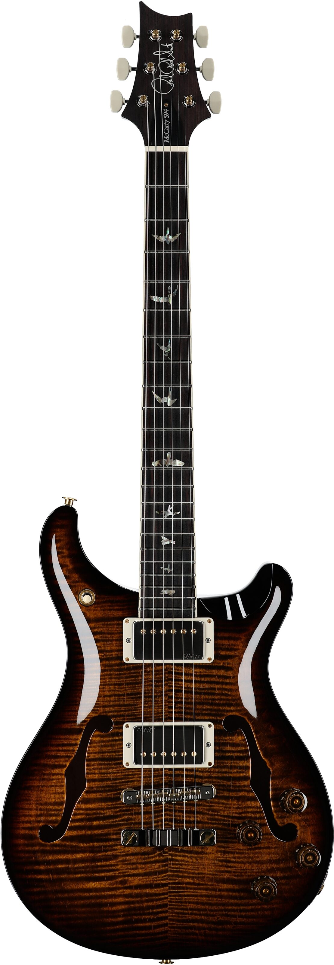 PRS Paul Reed Smith McCarty 594 Hollowbody II 10-Top Electric Guitar (with Case), Black Gold Burst, Serial Number 0388960, Full Straight Front