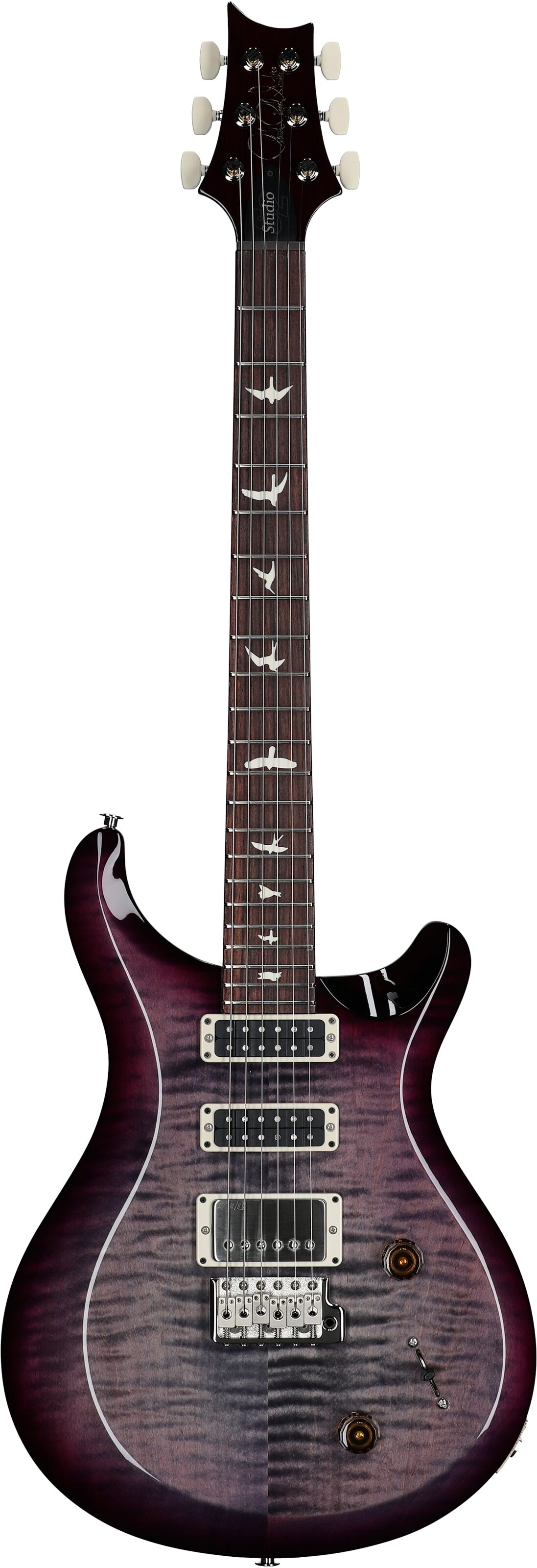 PRS Paul Reed Smith S2 Studio Electric Guitar, Faded Gray Black Purple Burst, Serial Number S2080575, Full Straight Front