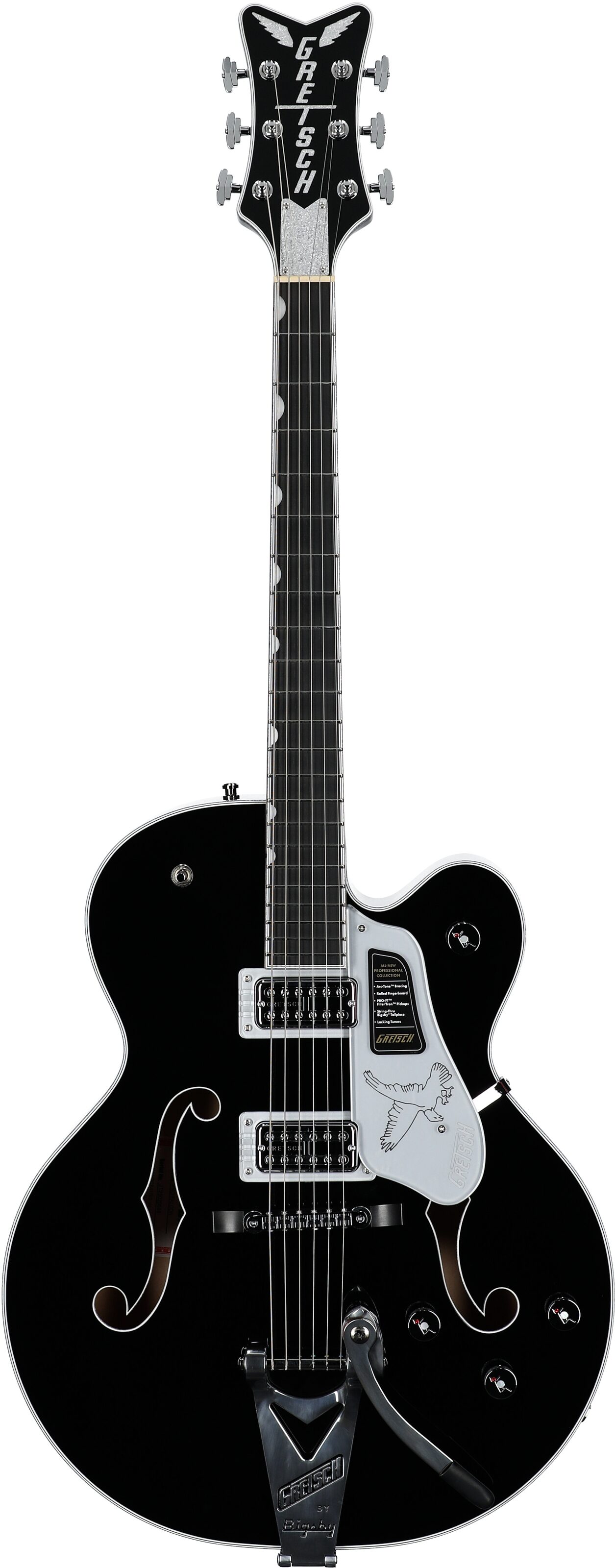 Gretsch Pro Collection Falcon Electric Guitar (with Case), Black, Serial Number JT25020666, Full Straight Front