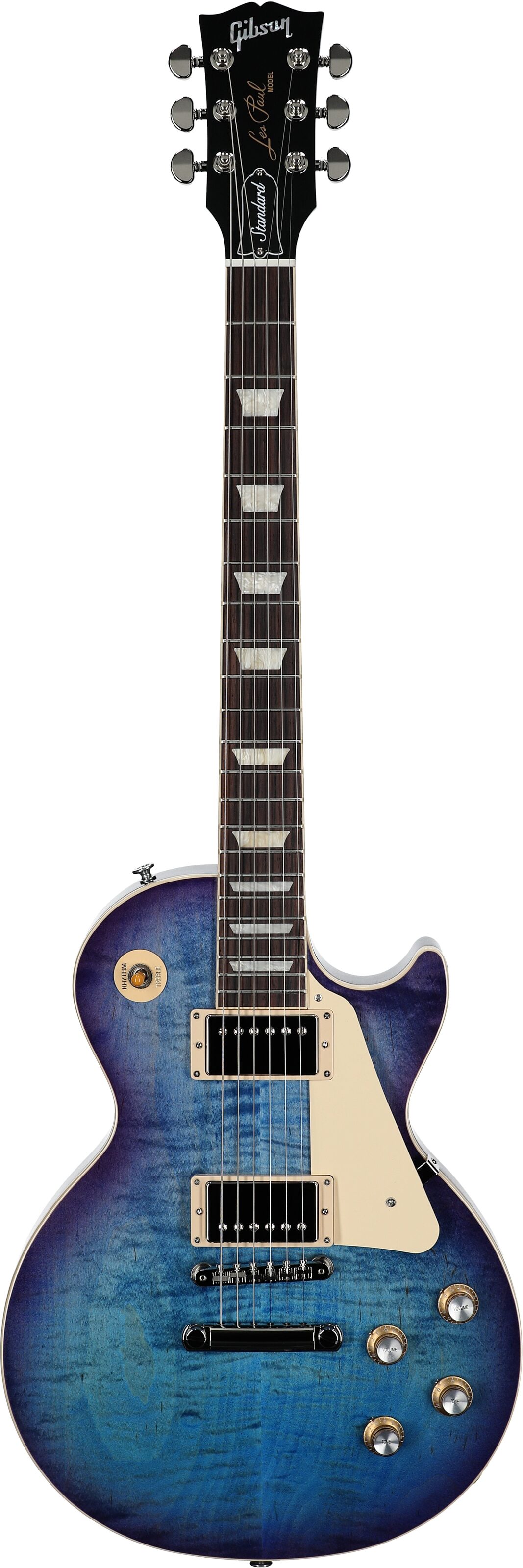 Gibson Les Paul Standard 60s Custom Color Electric Guitar, Figured Top (with Case), Blueberry Burst, Serial Number 212850241, Full Straight Front
