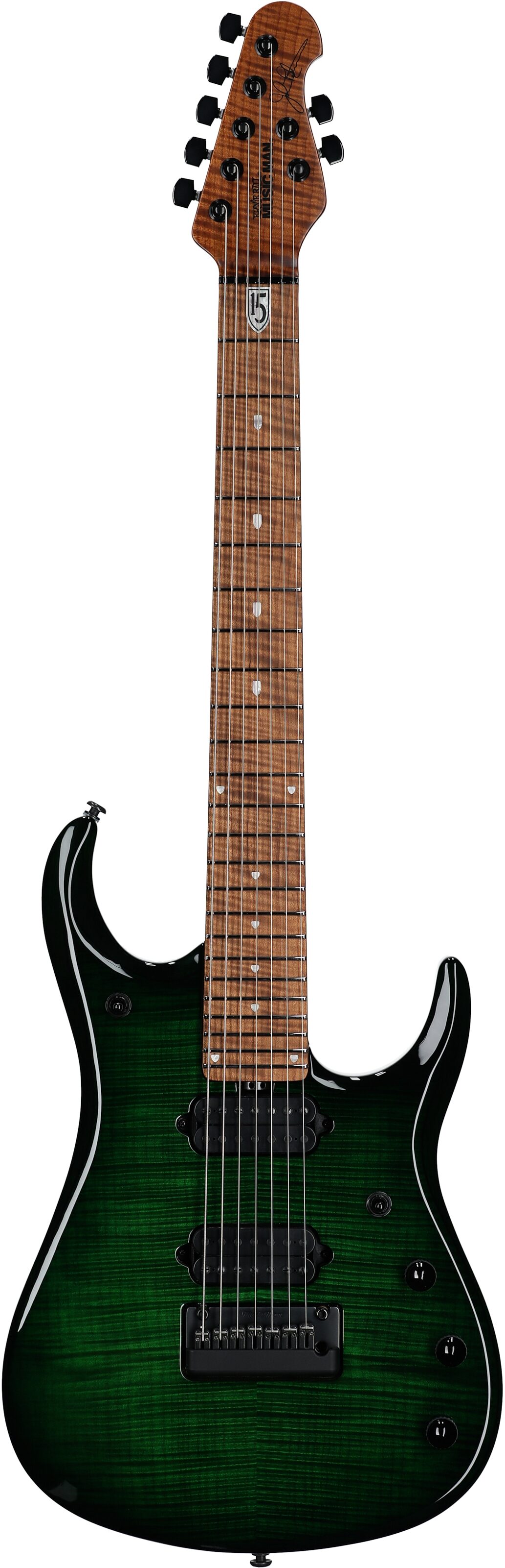 Ernie Ball Music Man John Petrucci JP15 7 Electric Guitar, 7-String (with Case), Tiger Eye Flame, Serial Number K07142, Full Straight Front