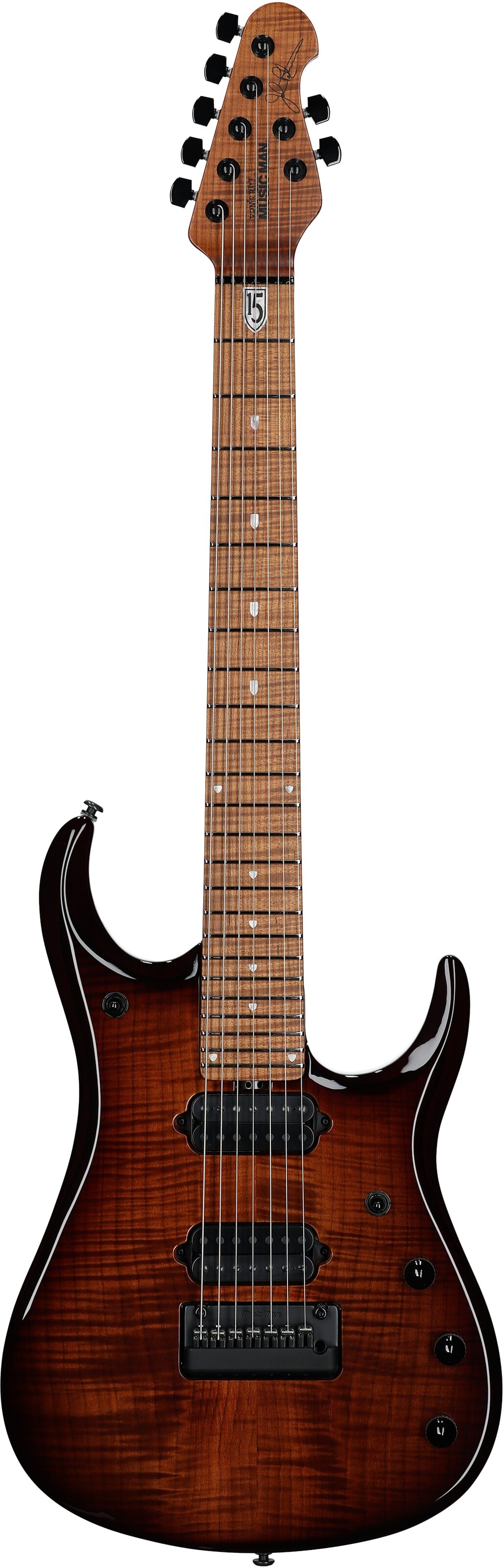 Ernie Ball Music Man John Petrucci JP15 7 Electric Guitar, 7-String (with Case), Amber Waves Flame, Serial Number K07160, Full Straight Front