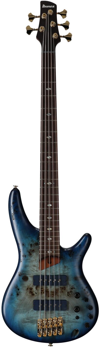 Ibanez SR6605 Prestige Electric Bass, 5-String (with Case), Ghost Fleet Blue, Serial Number 210001F2512121, Full Straight Front