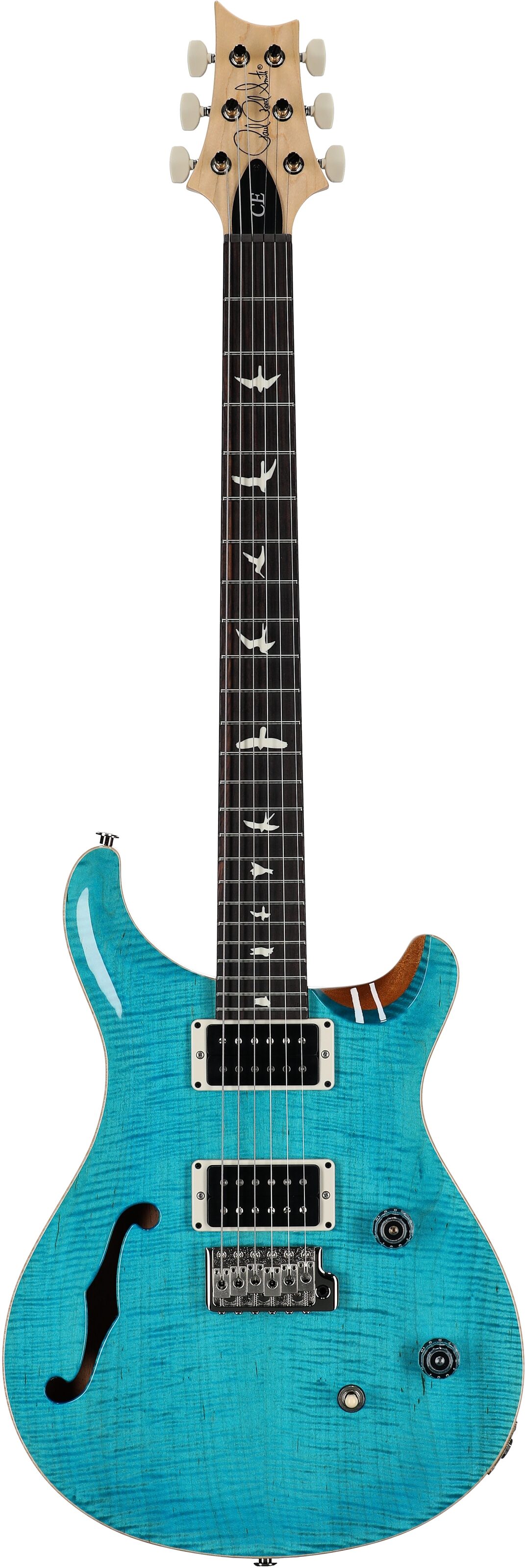PRS Paul Reed Smith CE 24 Semi-Hollowbody Electric Guitar (with Gig Bag), Carroll Blue, Serial Number 0406947, Full Straight Front