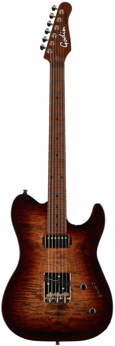 Godin Artisan TC Electric Guitar, Maple Fingerboard (with Case), Whiskey Burst, Serial Number 25314258, Full Straight Front