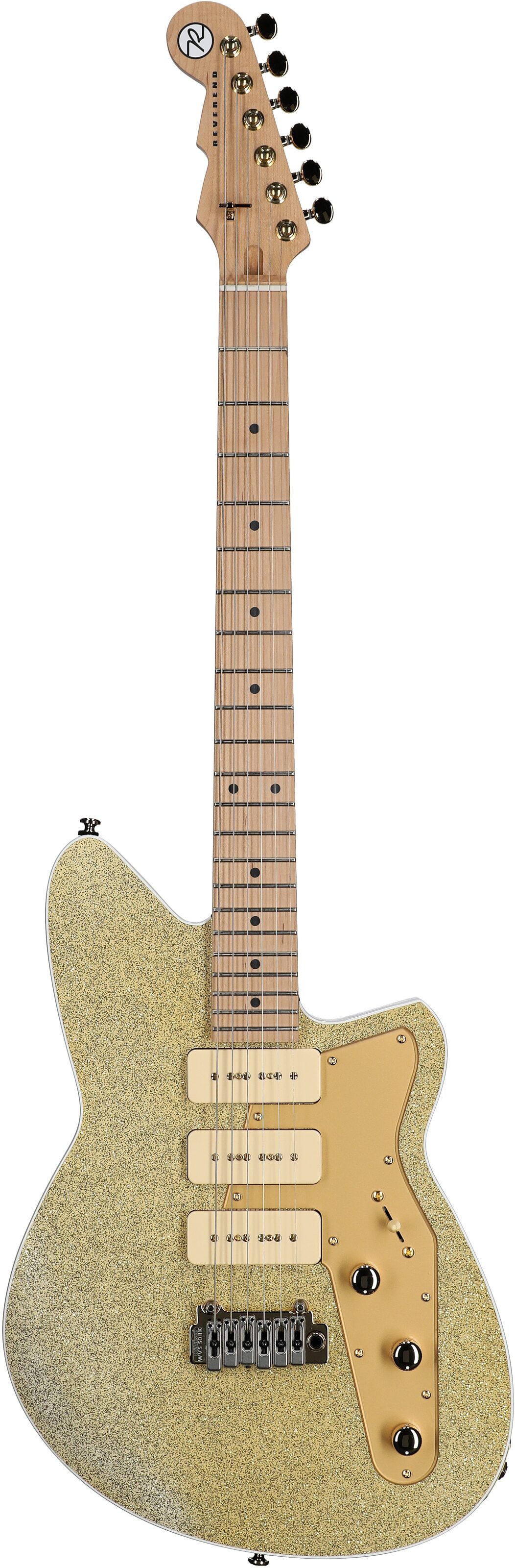 Reverend Ryan Malicsi Signature Electric Guitar, White Gold Sparkle, Full Straight Front