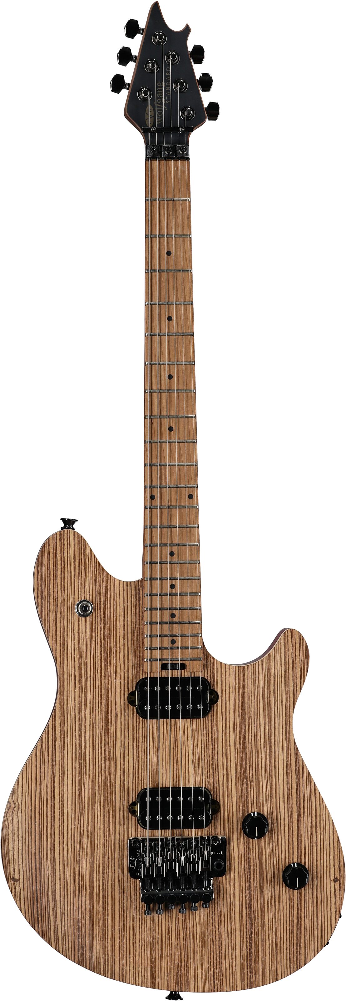EVH Eddie Van Halen WG Wolfgang Standard Exotic Electric Guitar, with Maple Fingerboard, Zebrawood Natural, Full Straight Front