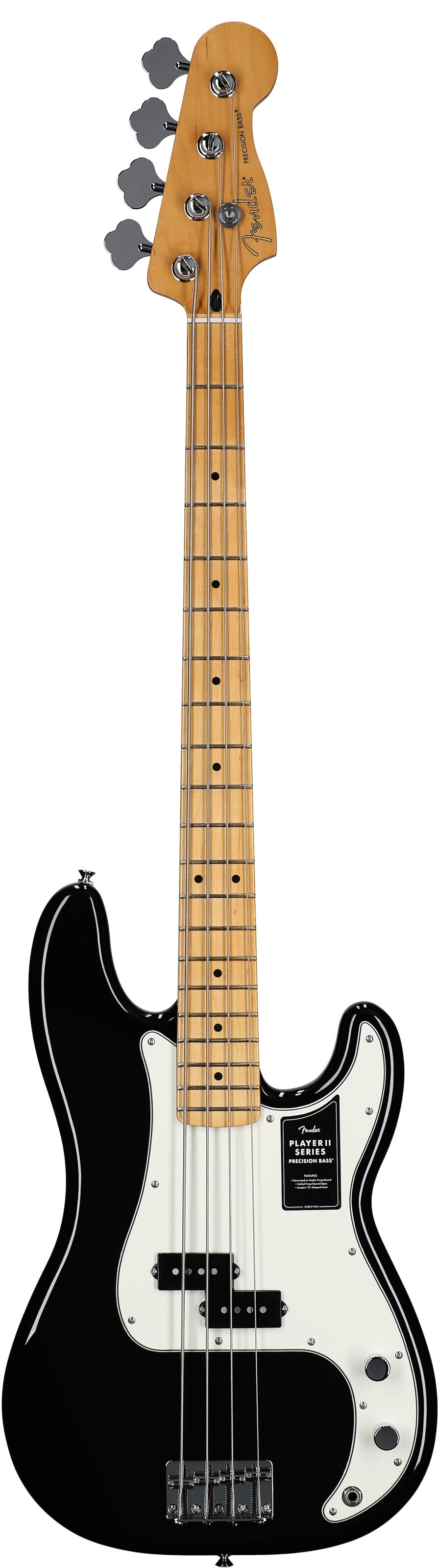 Fender Player II Precision Electric Bass, with Maple Fingerboard, Black, Full Straight Front