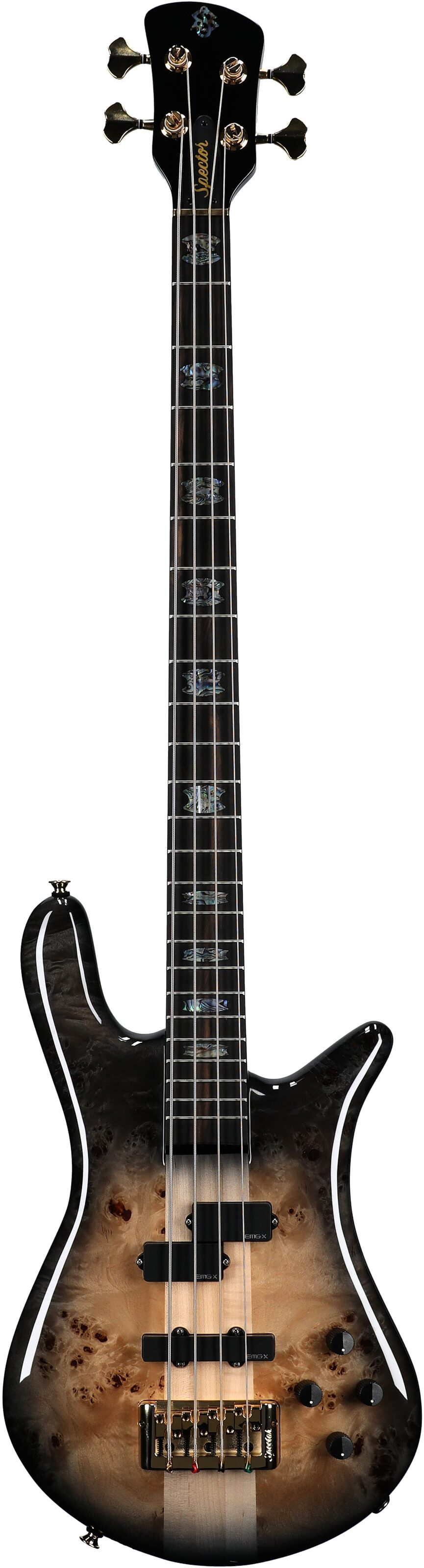 Spector Euro 4 Custom Electric Bass (with Gig Bag), Natural Black Burst, Full Straight Front