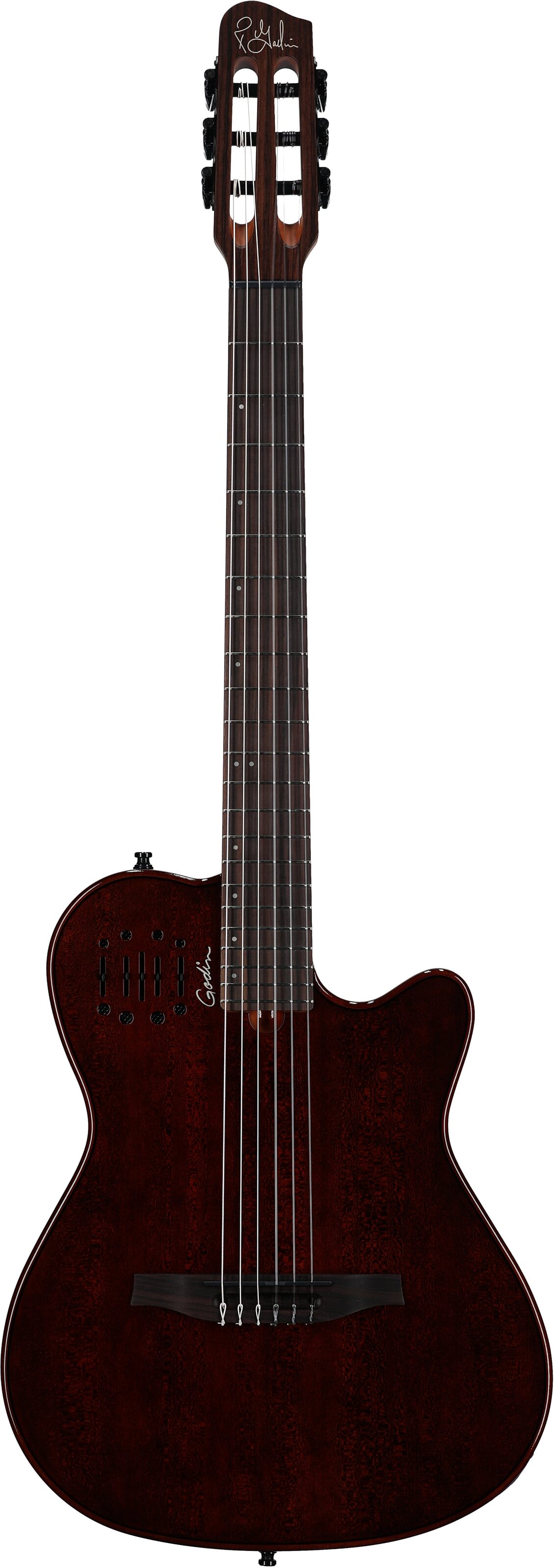 Godin Multiac Mundial Classical Acoustic-Electric Guitar (with Gig Bag), Kanyon Burst, Full Straight Front