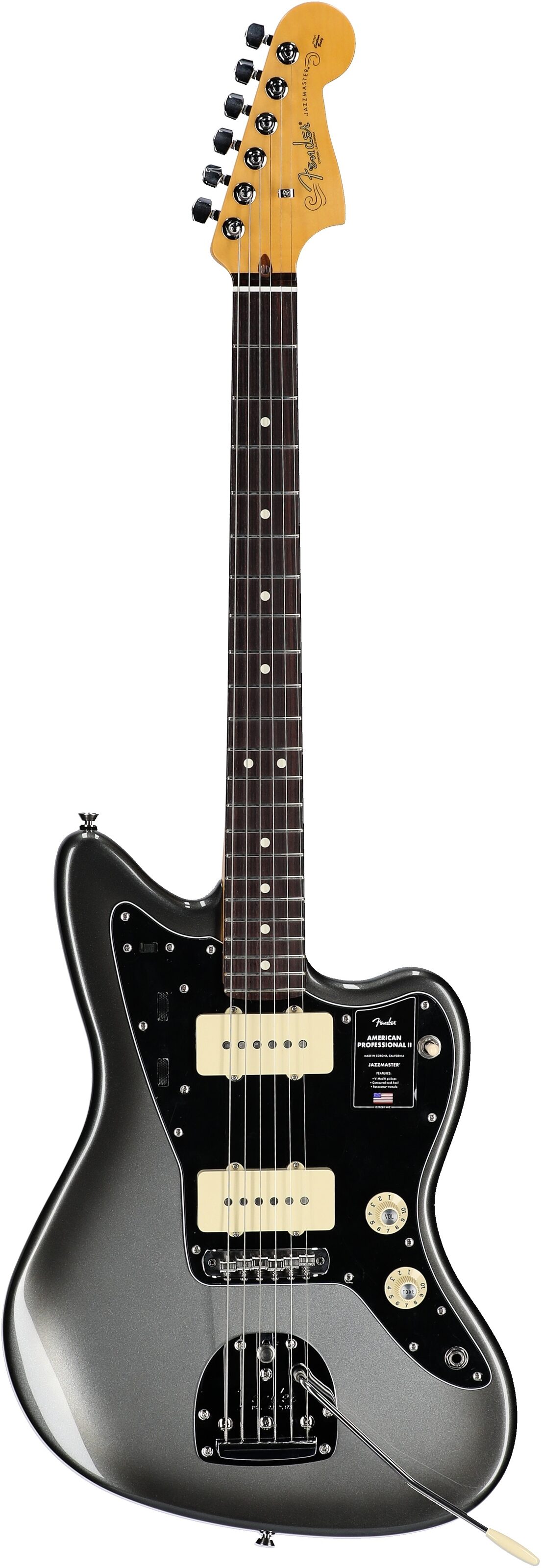 Fender American Pro II Jazzmaster Electric Guitar, Rosewood Fingerboard (with Case), Mercury, Full Straight Front