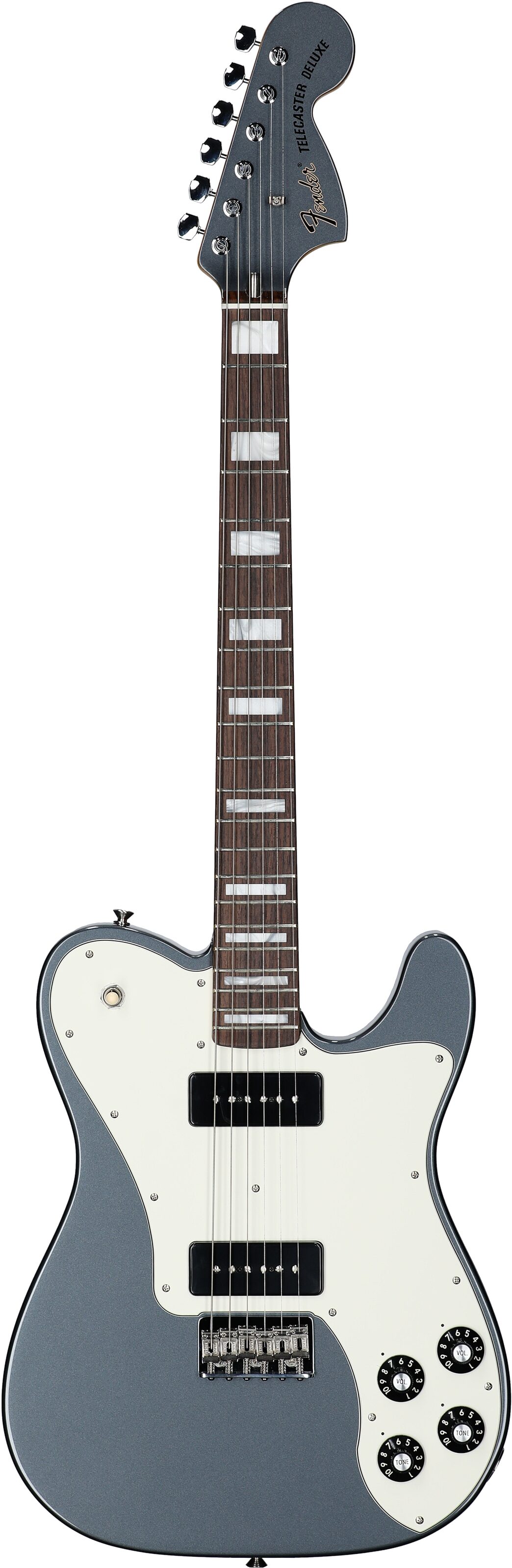 Fender Chris Shiflett Cleaver Telecaster Deluxe Electric Guitar (with Case), Charcoal, Full Straight Front