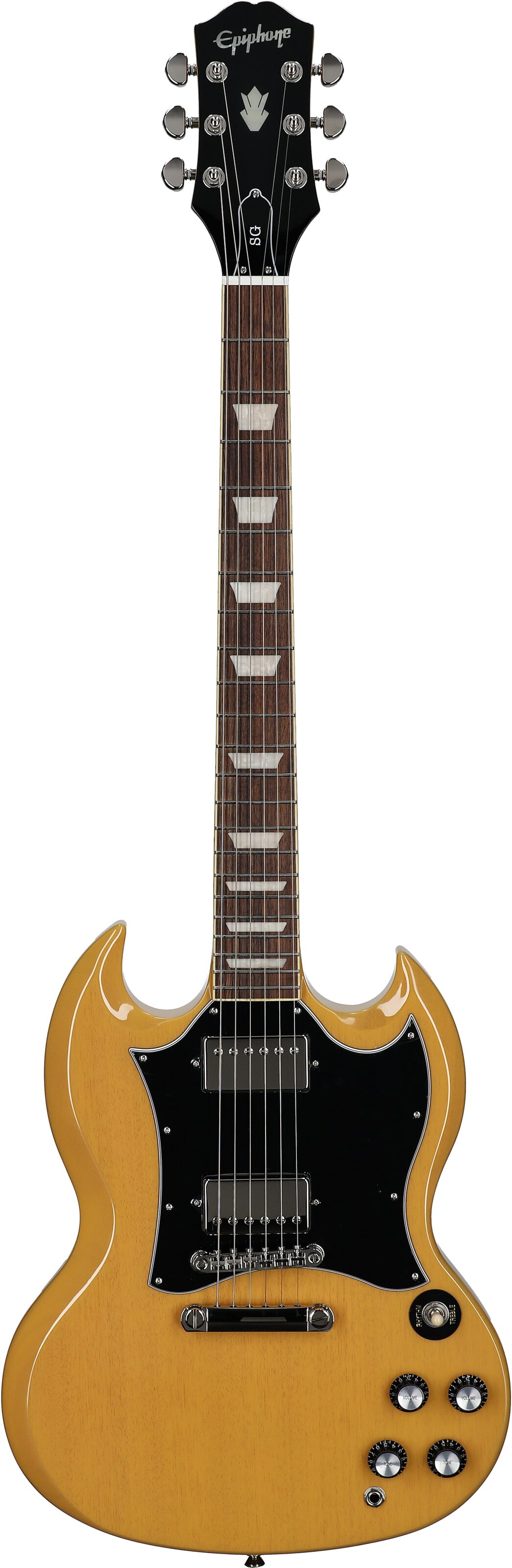 Epiphone Inspired by Gibson SG Standard Electric Guitar (with Gig Bag), TV Yellow, Full Straight Front