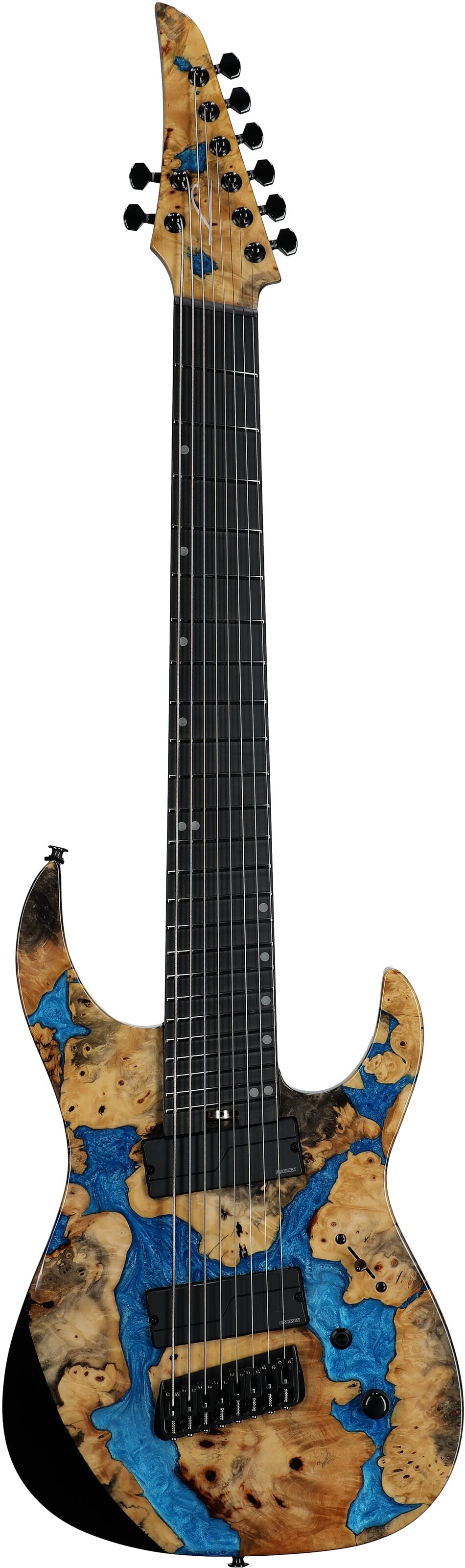 Legator Ninja X8F Multi-Scale Guitar, 8-String (with Gig Bag), Caribbean Blue, Full Straight Front