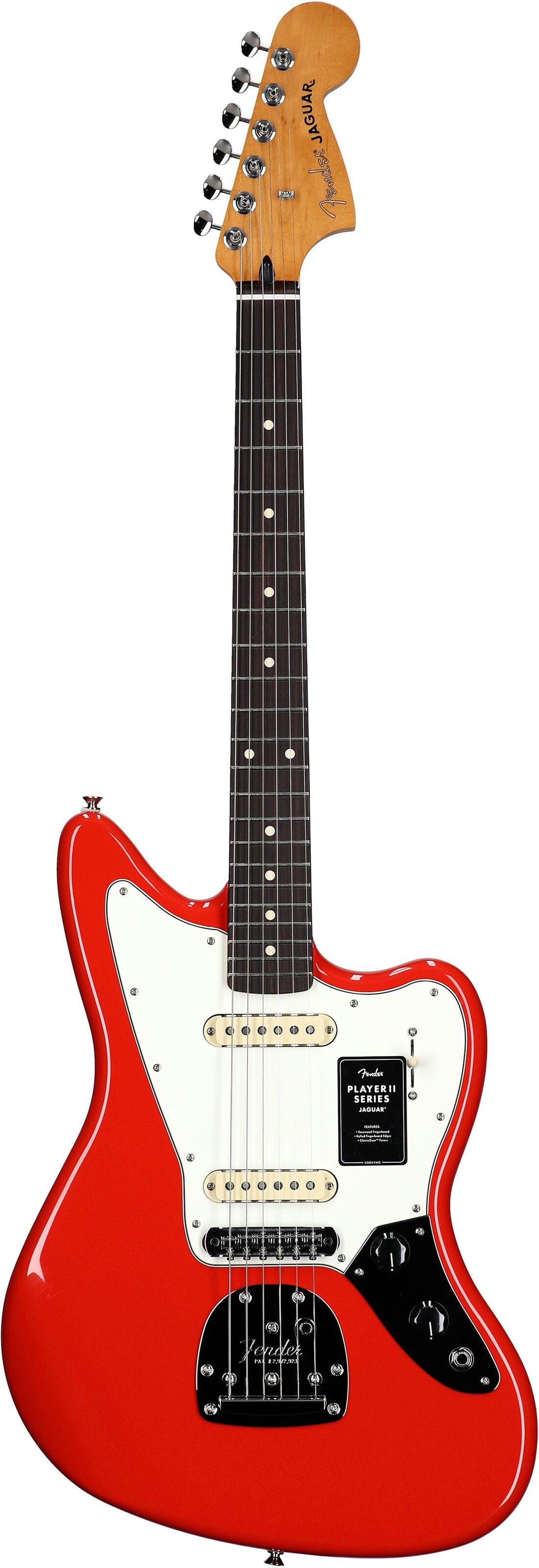Fender Player II Jaguar Electric Guitar, with Rosewood Fingerboard, Coral Red, Full Straight Front