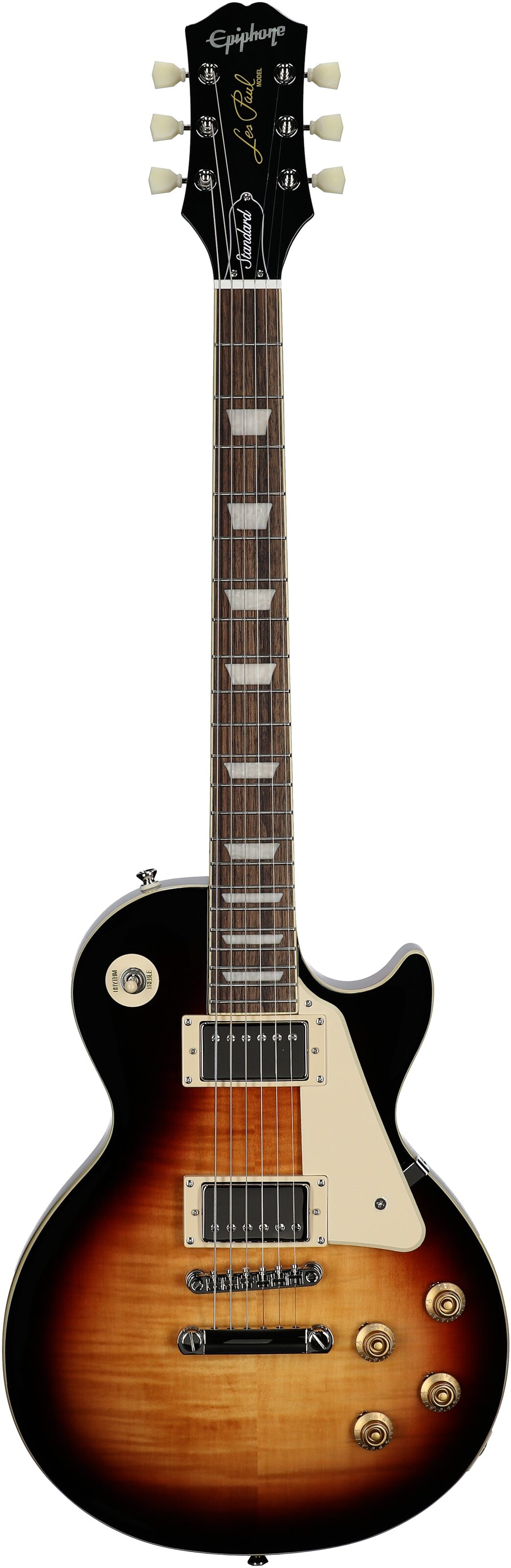 Epiphone Inspired by Gibson Les Paul Standard '50s Electric Guitar (with Gig Bag), Bourbon Burst, Full Straight Front