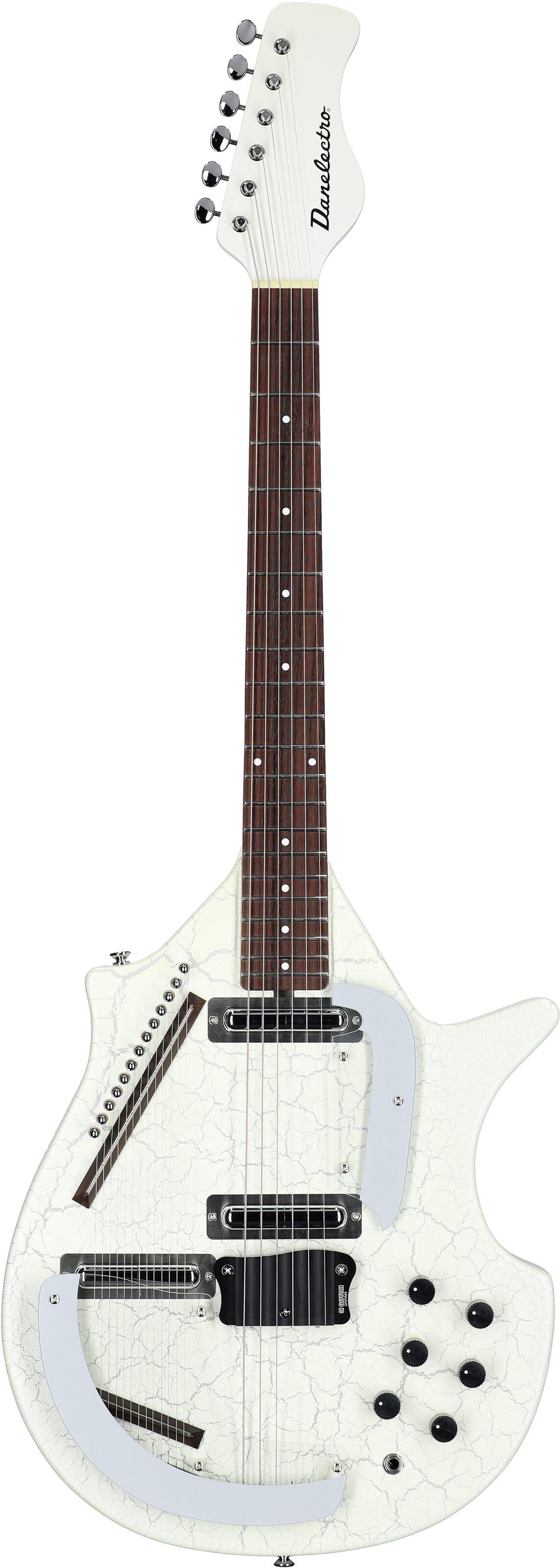 Danelectro Electric Sitar, White Crackle, Full Straight Front