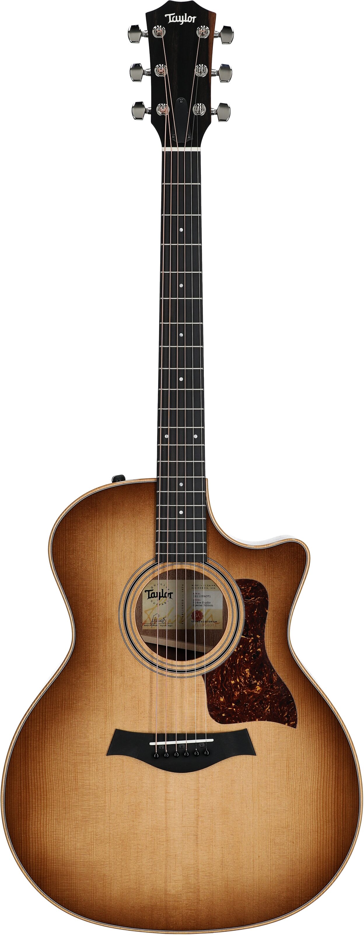 Taylor 314ce Studio Acoustic-Electric Guitar (with Gig Bag), Shaded Edge Burst, Full Straight Front
