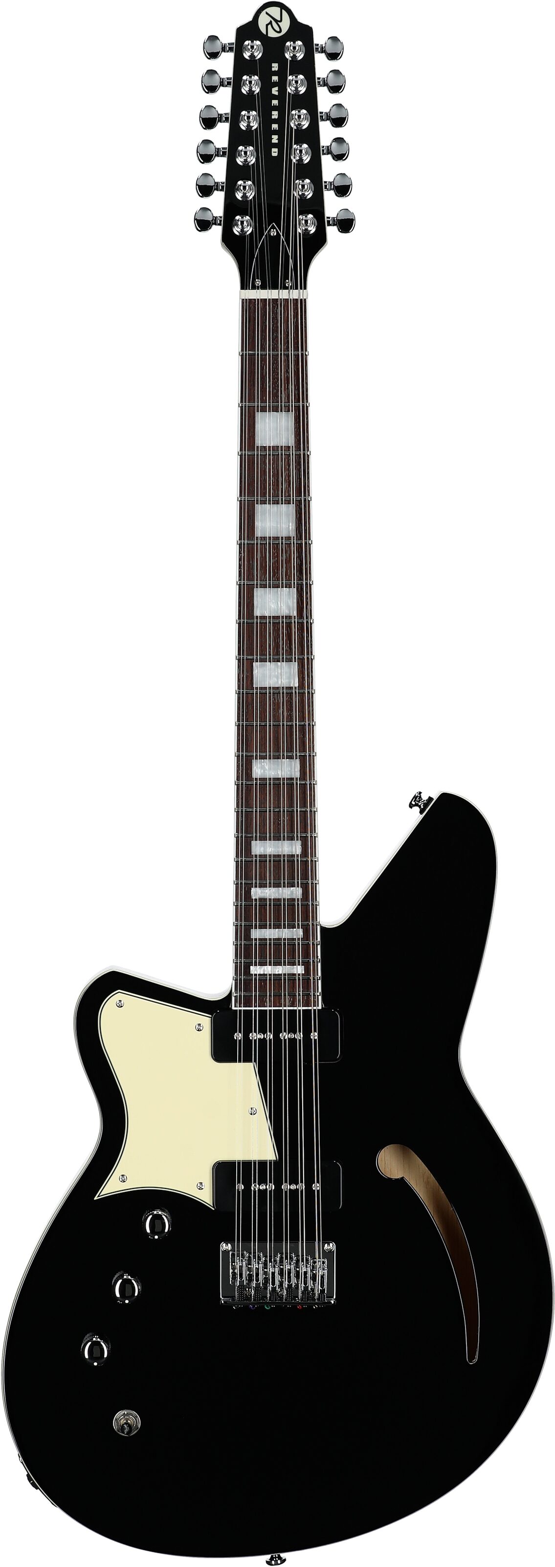 Reverend Airwave Electric Guitar, 12-String (Left-Handed), Midnight Black, Full Straight Front