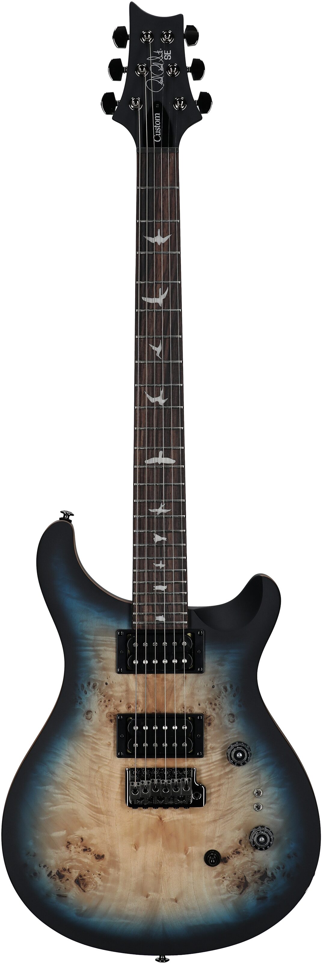 PRS Paul Reed Smith SE Custom 24-08 Electric Guitar, Burl Lake Blue Midnight Burst, Full Straight Front