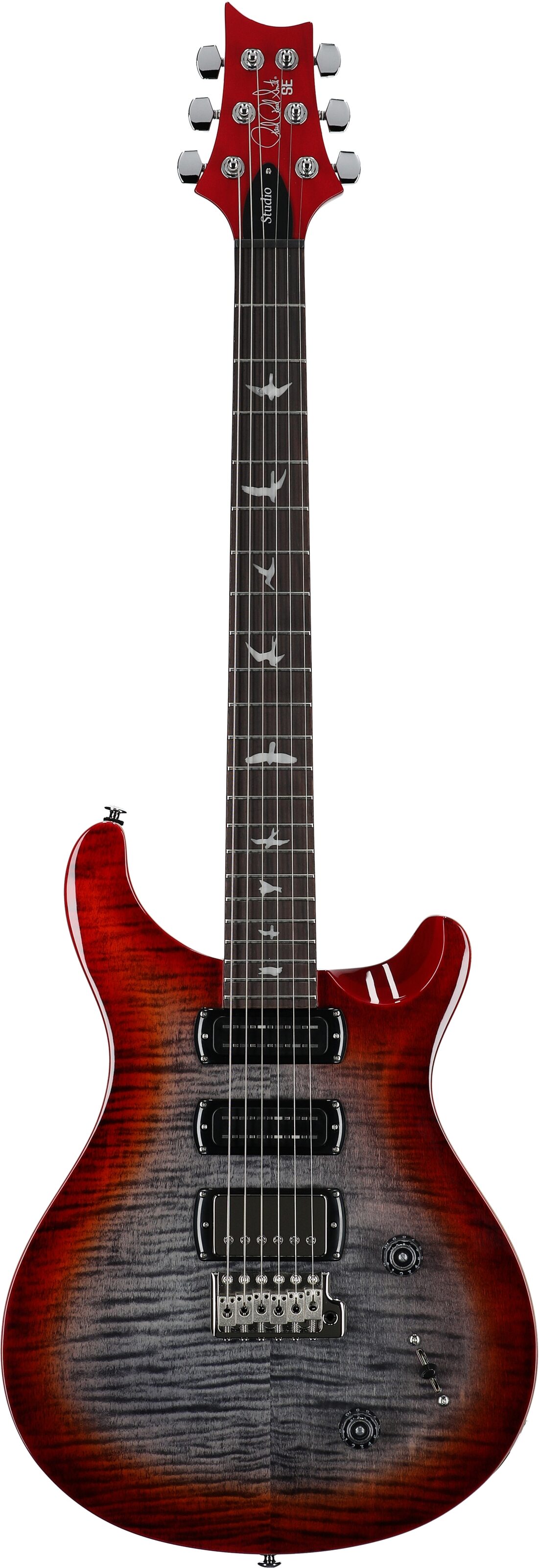 PRS Paul Reed Smith SE Studio Electric Guitar (with Gig Bag), Charcoal Cherry Burst, Full Straight Front