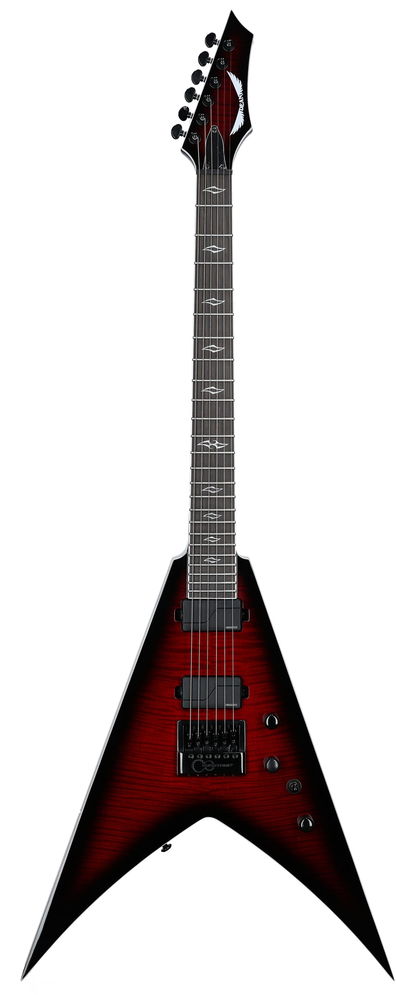 Dean Vengeance Select Evertune Fluence Electric Guitar, Black Charcoal Burst, Full Straight Front