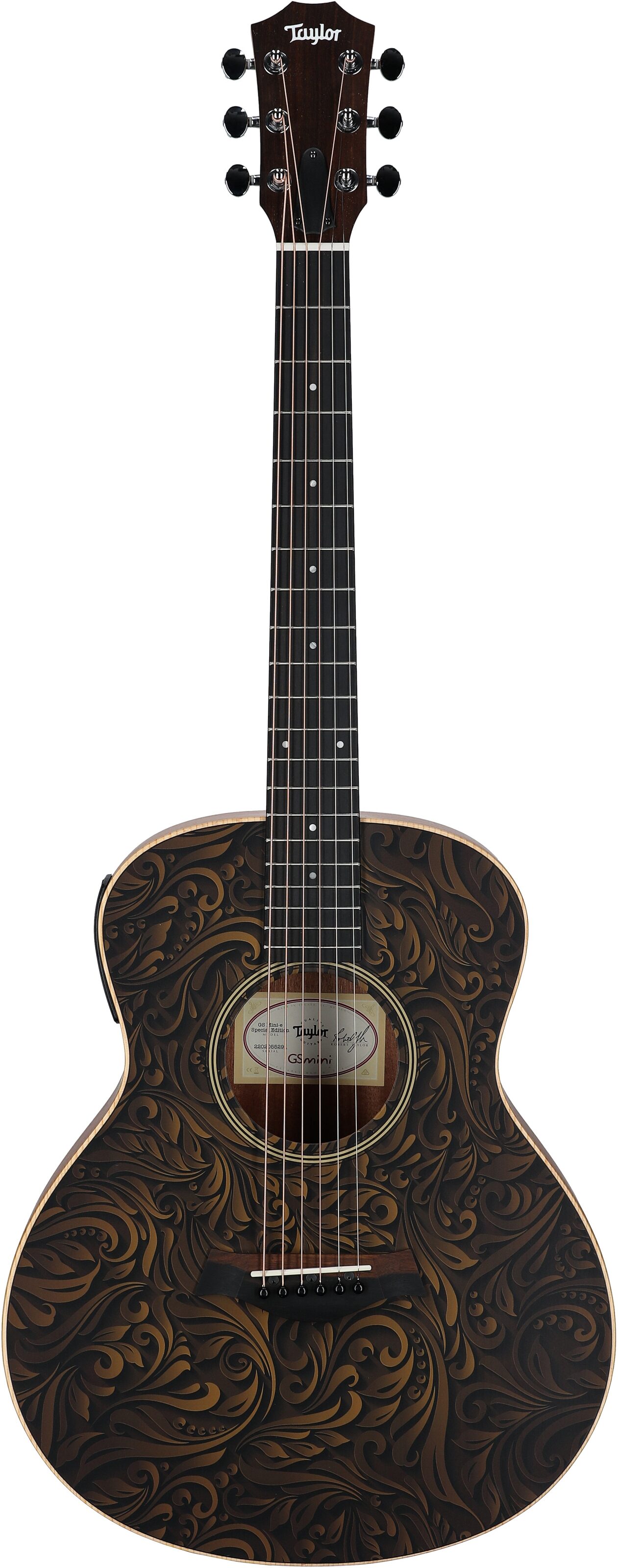 Taylor GS Mini-e Special Edition Mini Grand Symphony Acoustic-Electric Guitar (with Gig Bag), Paisley Burst, Full Straight Front