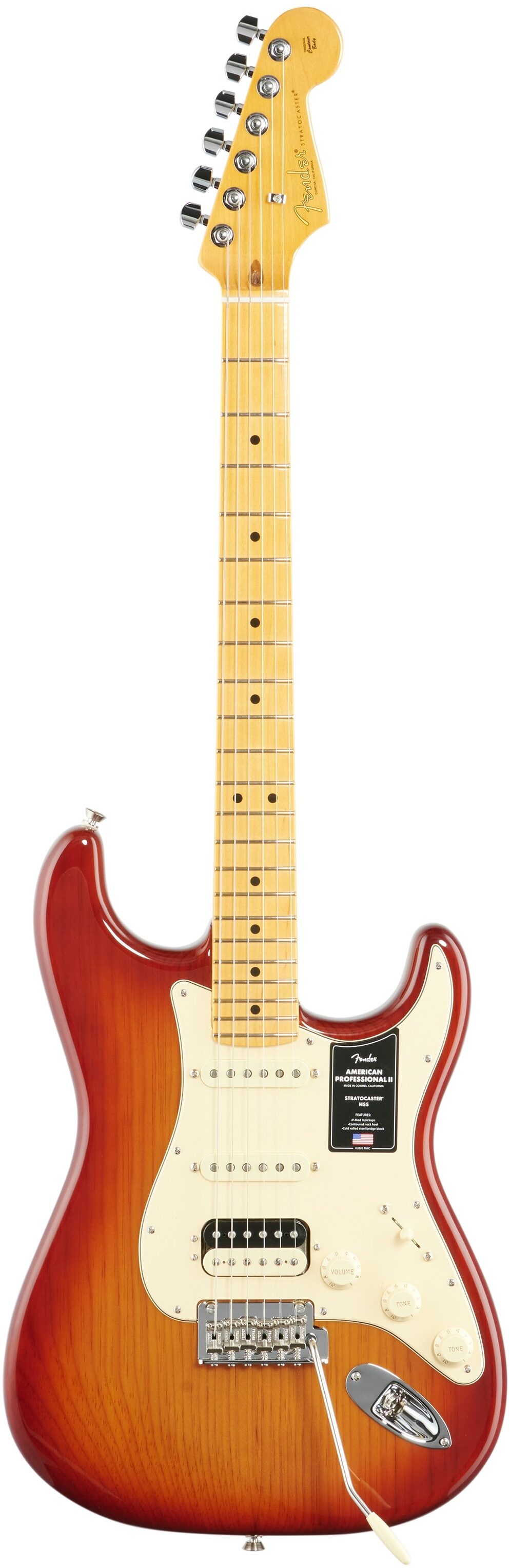 Fender American Pro II HSS Stratocaster Electric Guitar, Maple Fingerboard (with Case), Sienna Sunburst, Open Box (Very Good), Full Straight Front