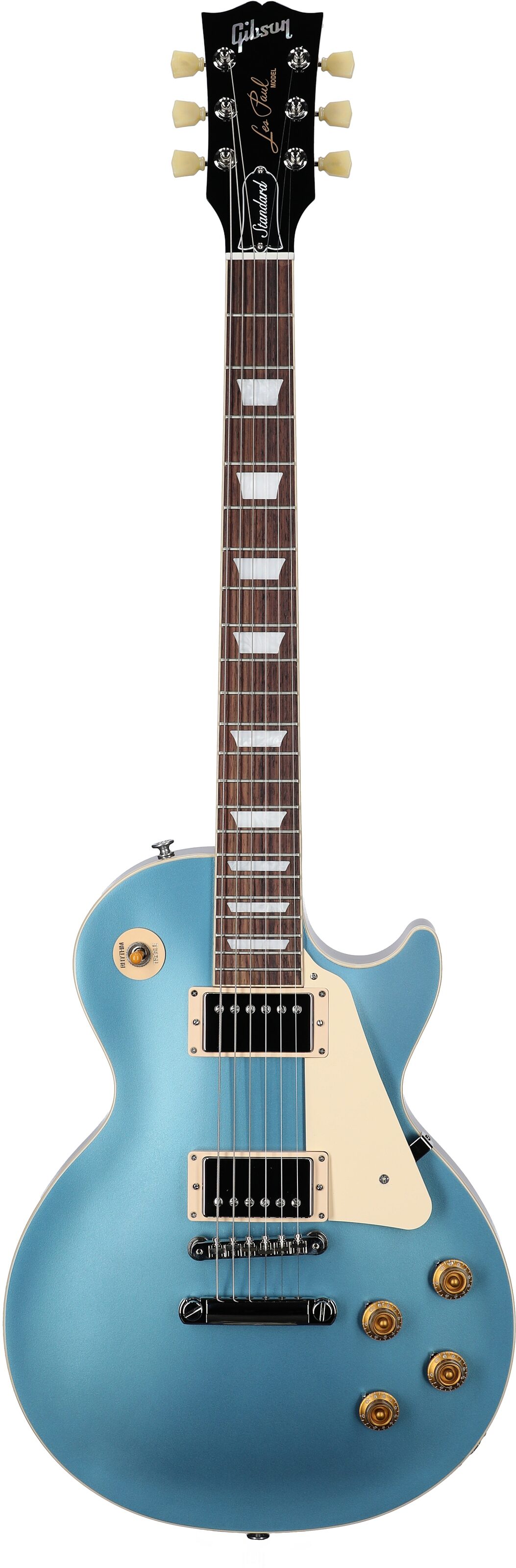 Gibson Les Paul Standard '50s Custom Color Electric Guitar, Plain Top (with Case), Pelham Blue, Full Straight Front