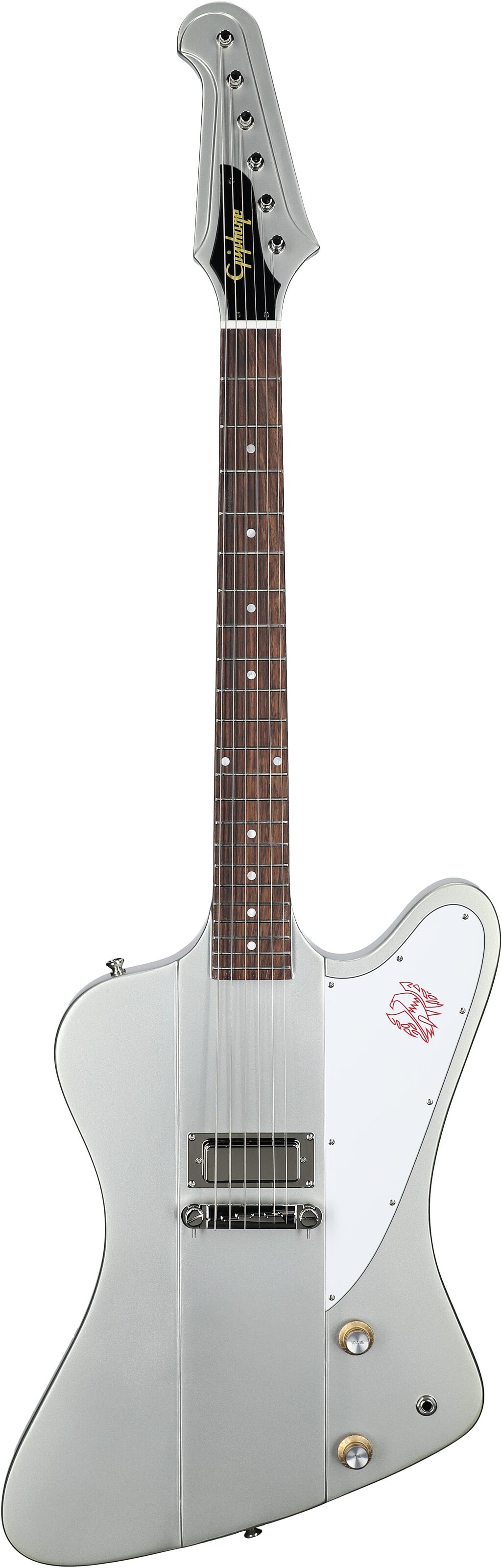 Epiphone 1963 Firebird I Electric Guitar (with Hard Case), Silver Mist, Full Straight Front